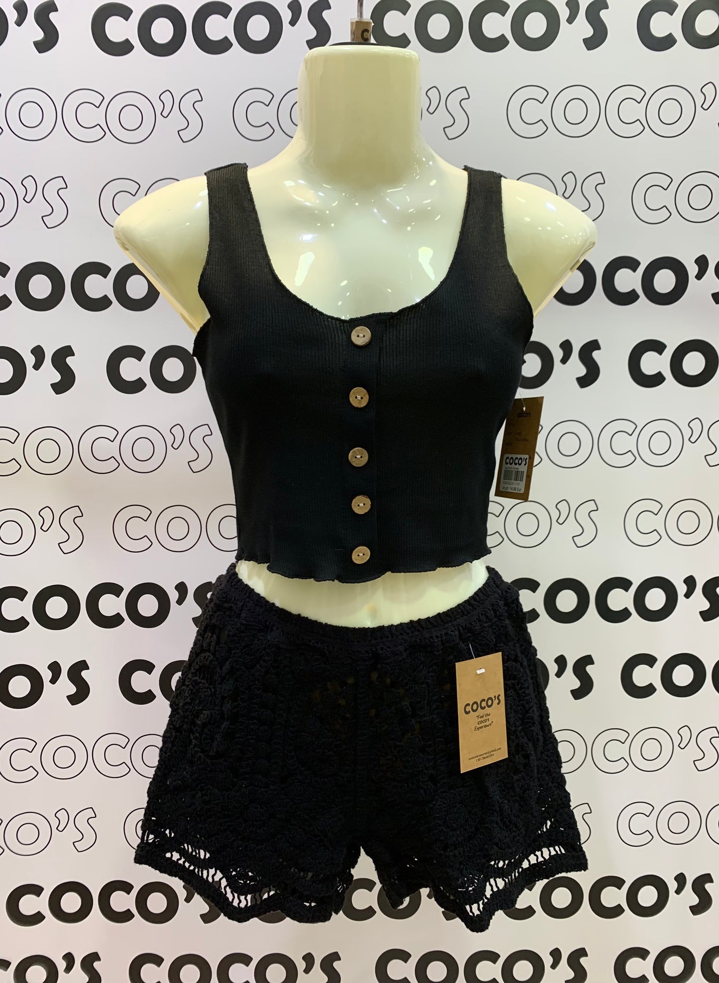 Pantalón Corto Crochet Negro