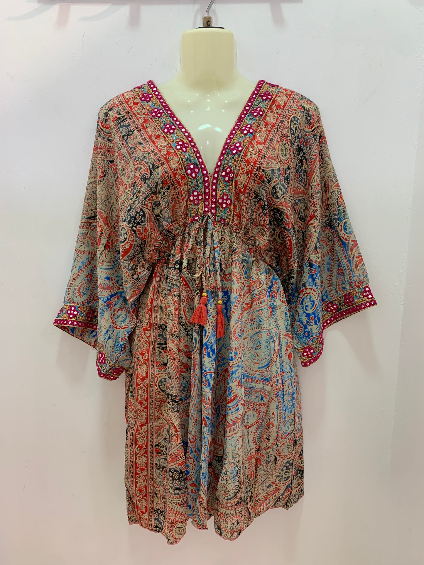 Vestido NAADIA Rojo Gris Azul