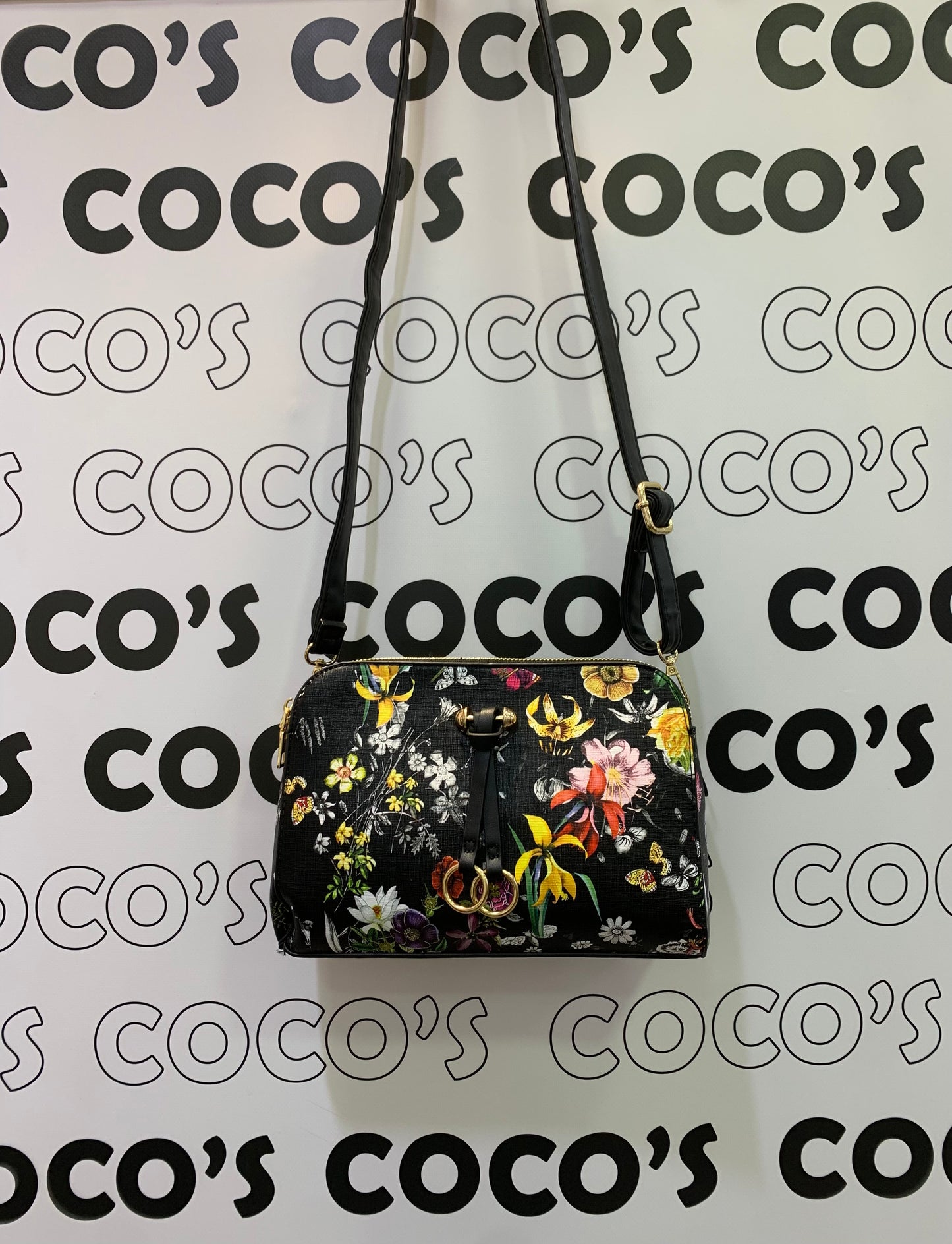 Bolso Negro Flores De Colores