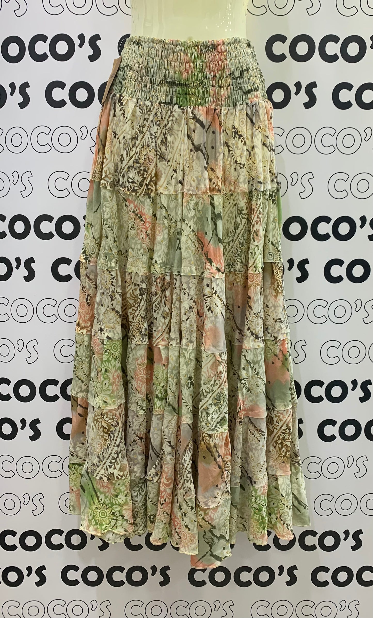 Falda Larga 810 Beige y Verde