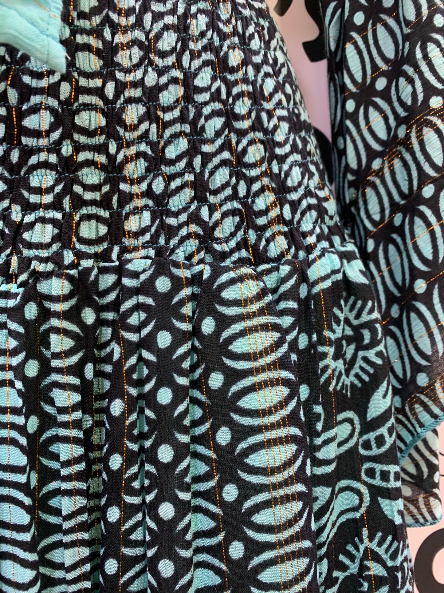 Conjunto Largo 029LU falda y top azul y negro.