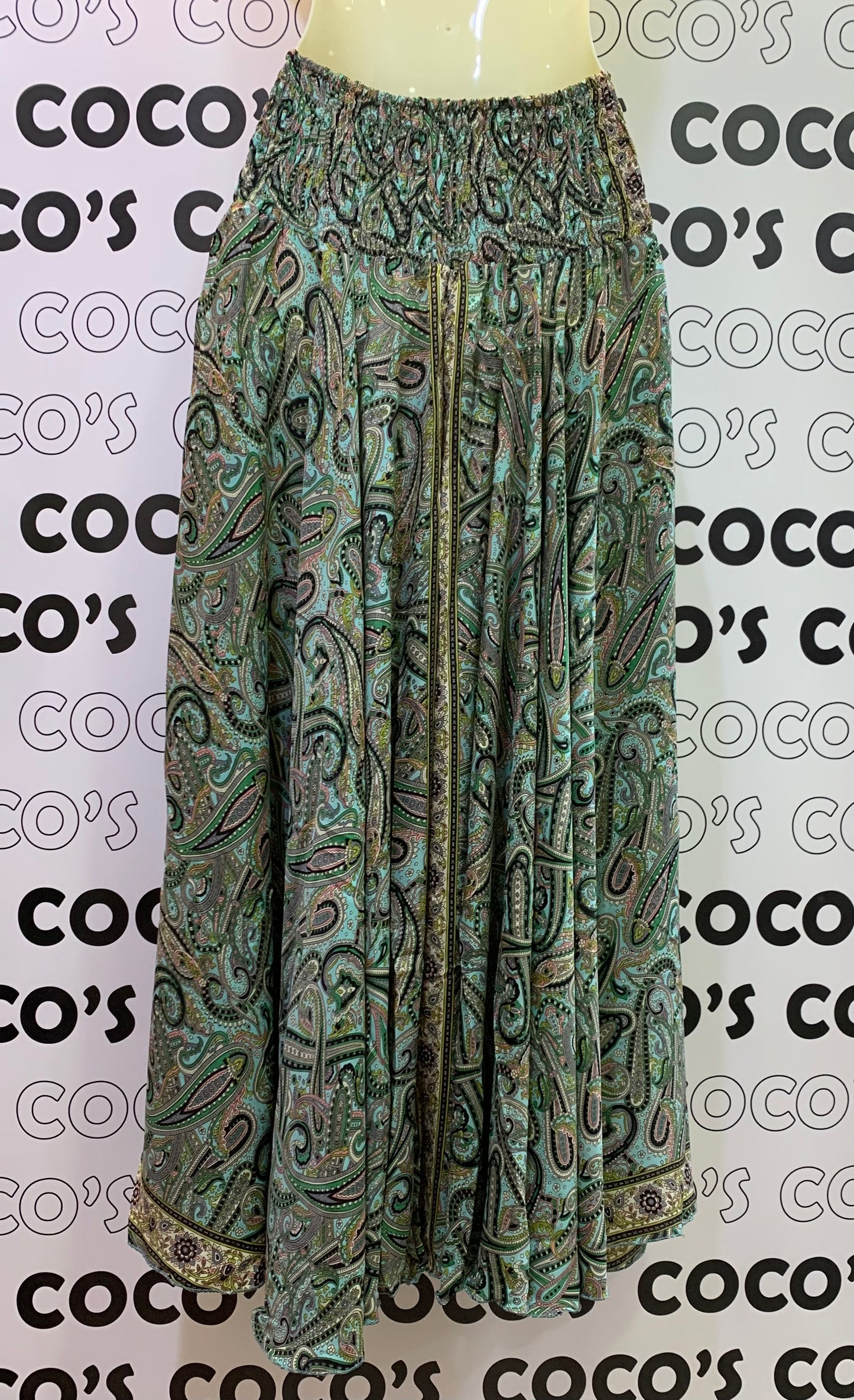 Pantalón Ancho Largo Turquesa y Verde