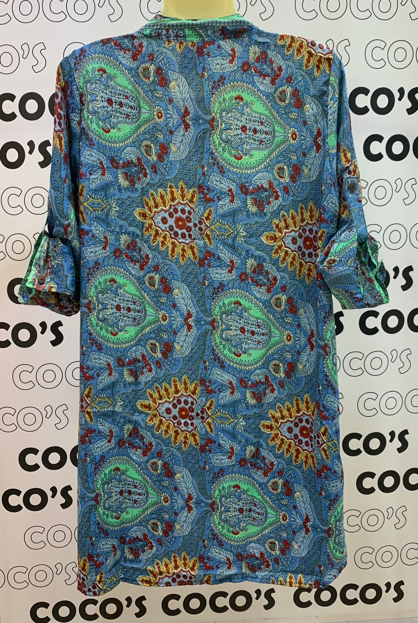 Blusón HE 21219 manga 3/4 azul rojo verde