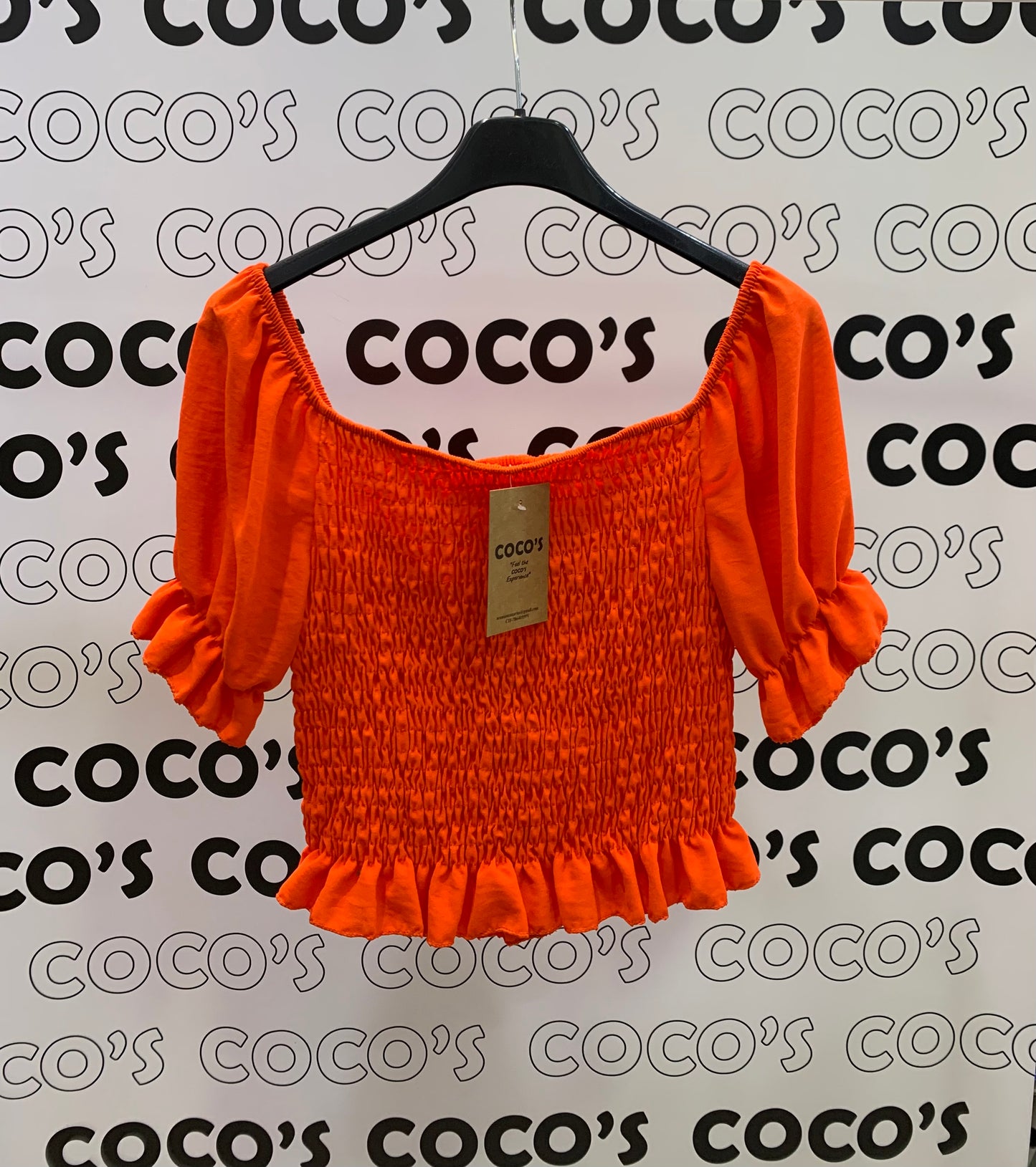 Top Manga Corta Naranja Botones