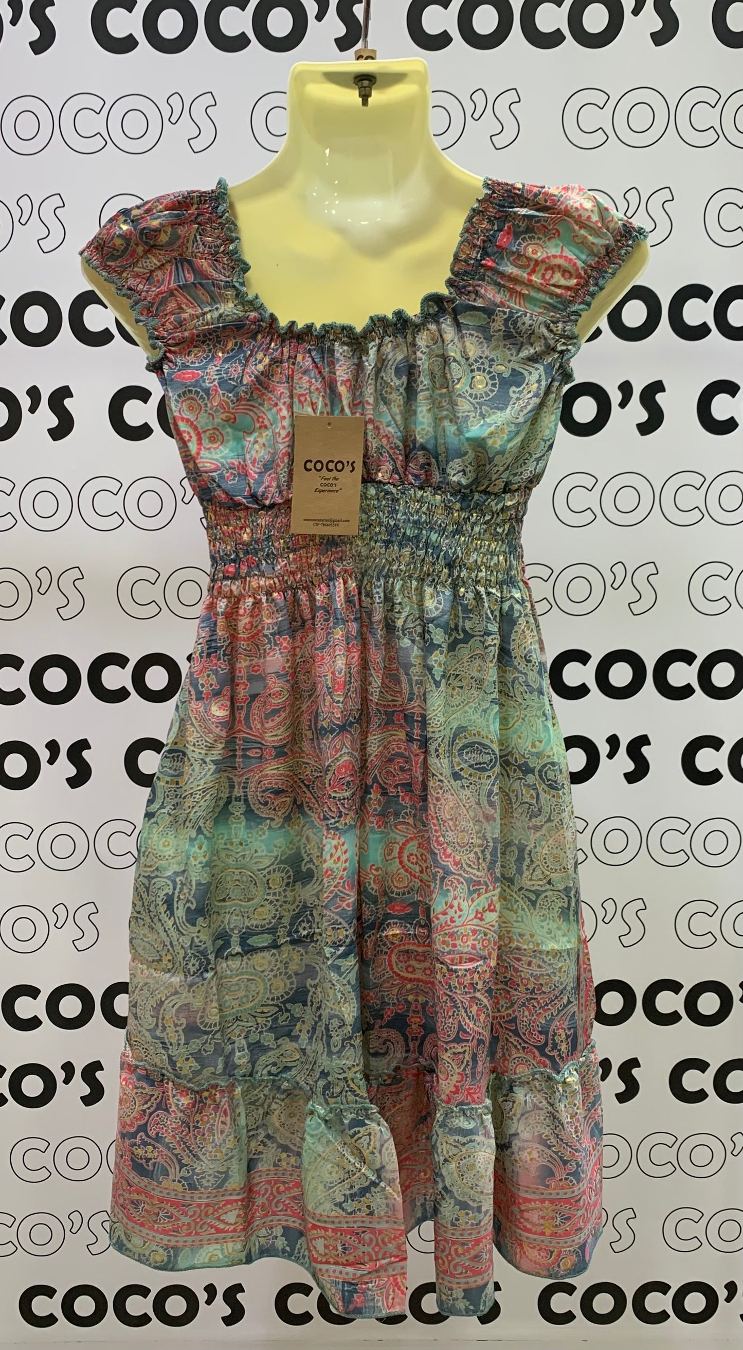 Vestido 1024SK Verde y Rosa
