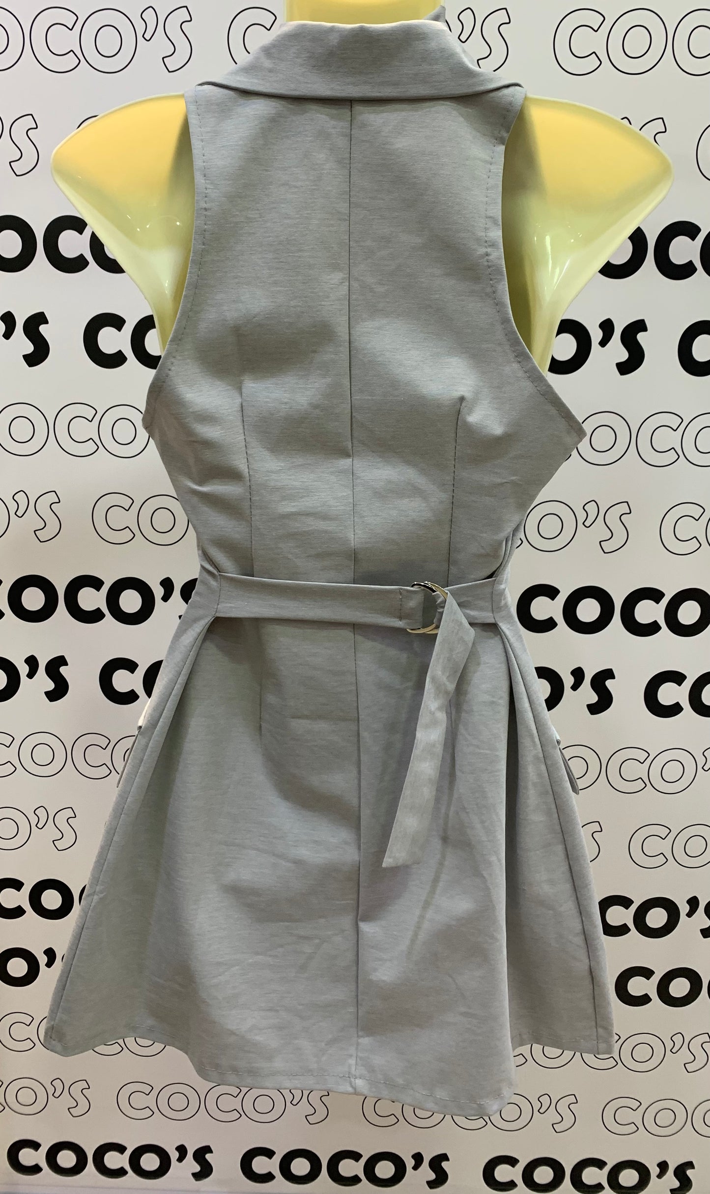 Vestido Con Solapa Gris