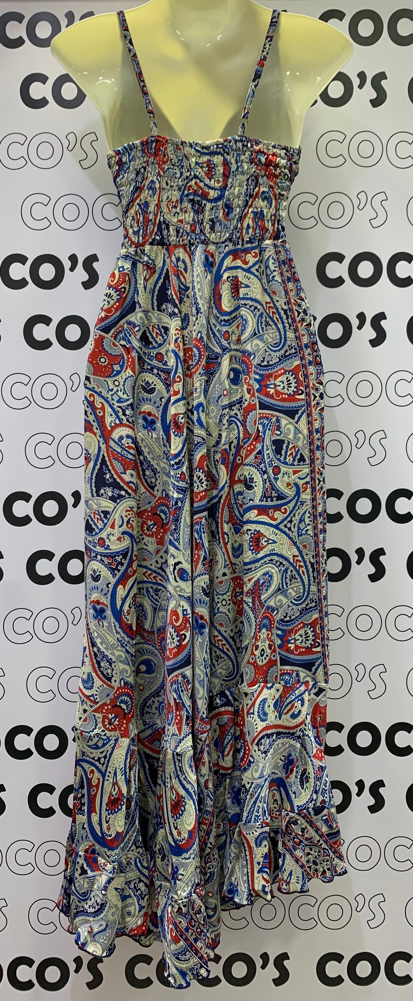 Vestido 240K Azul Rojo Beige Cachemira