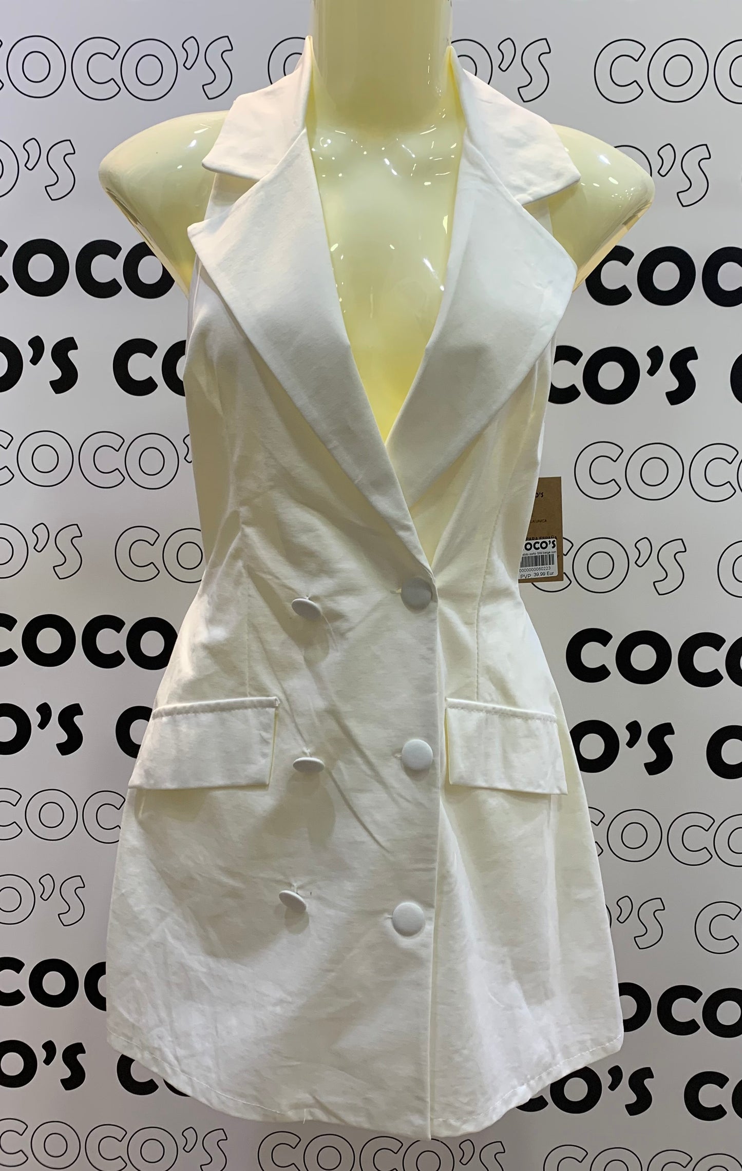 Vestido Con Solapa Blanco