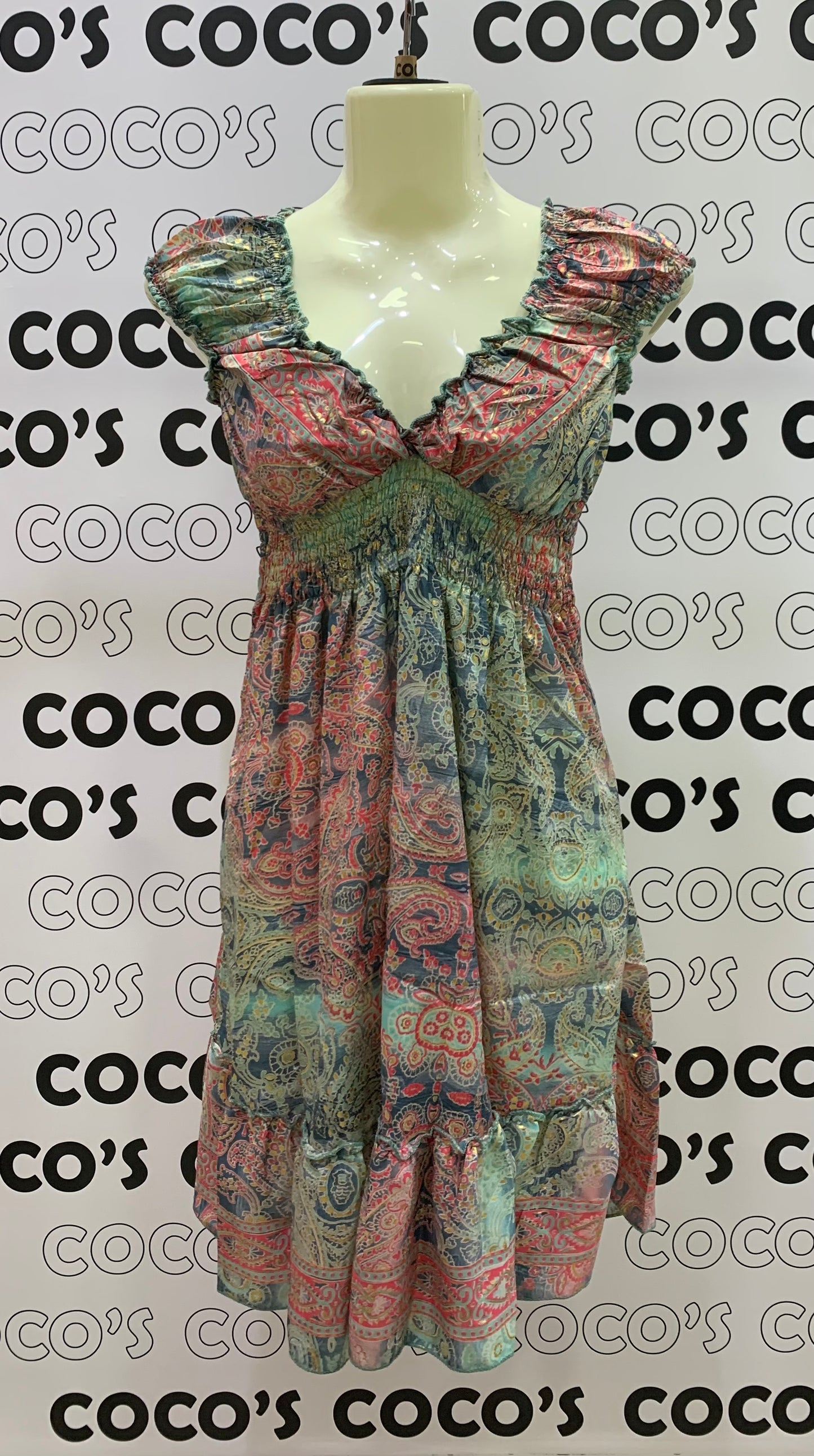 Vestido 1024SK Verde y Rosa