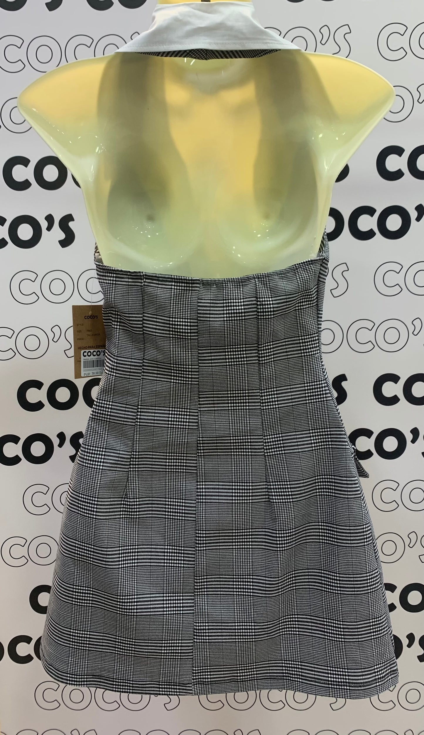 Vestido corto con cuello y cuadros Príncipe de Gales.