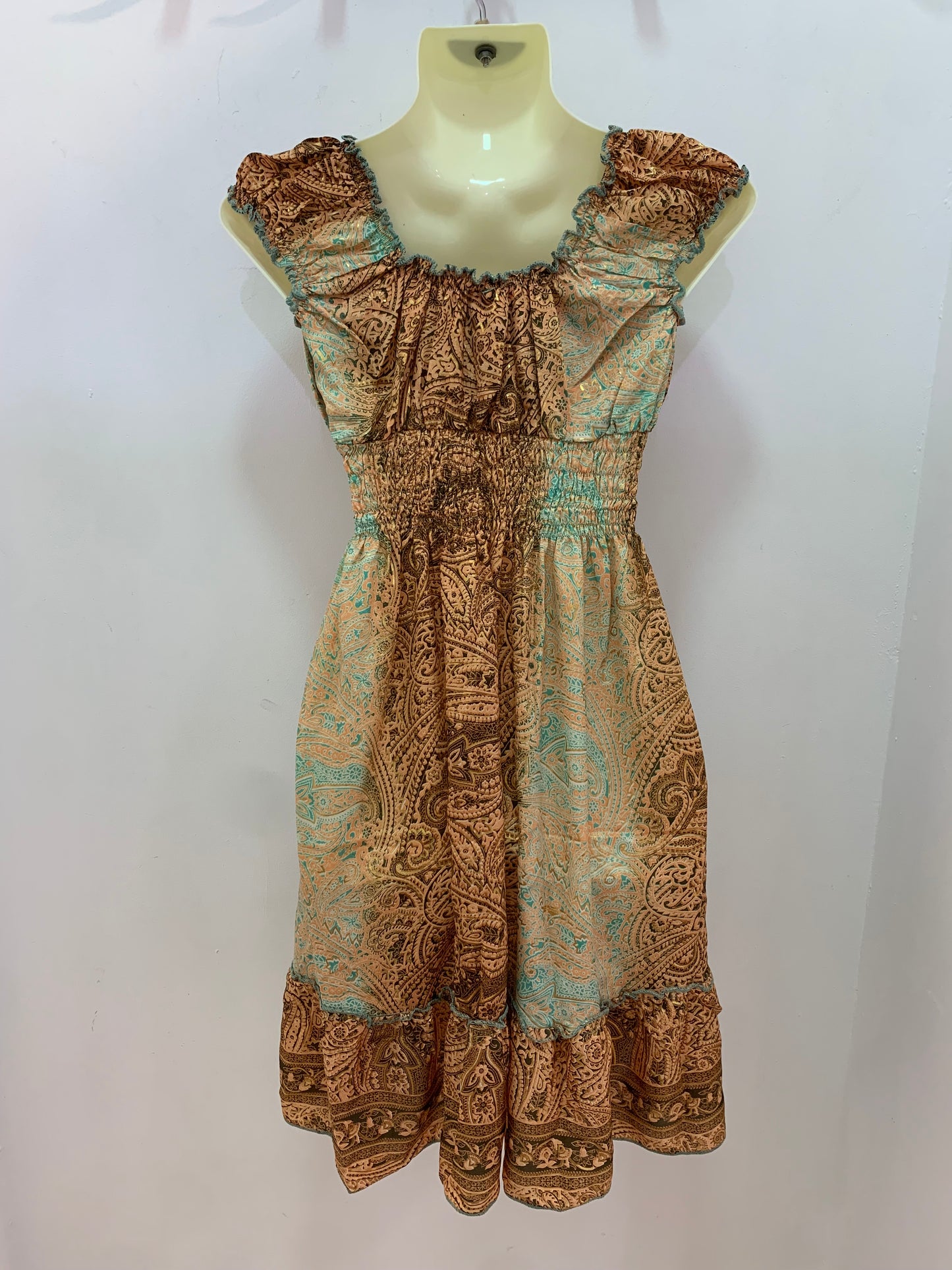 Vestido 1024SK Marrón Naranja Verde