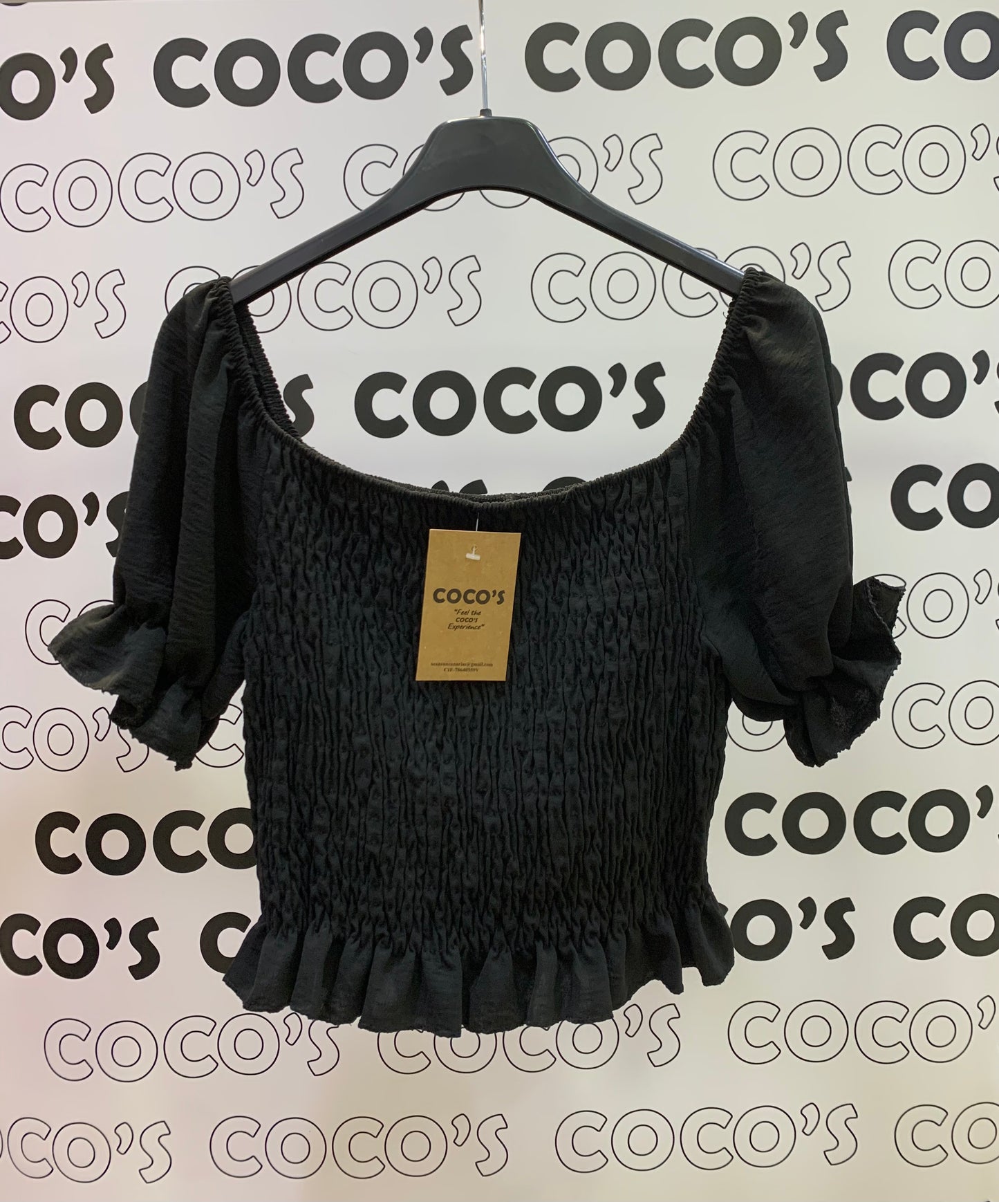 Top Manga Corta Negro Botones
