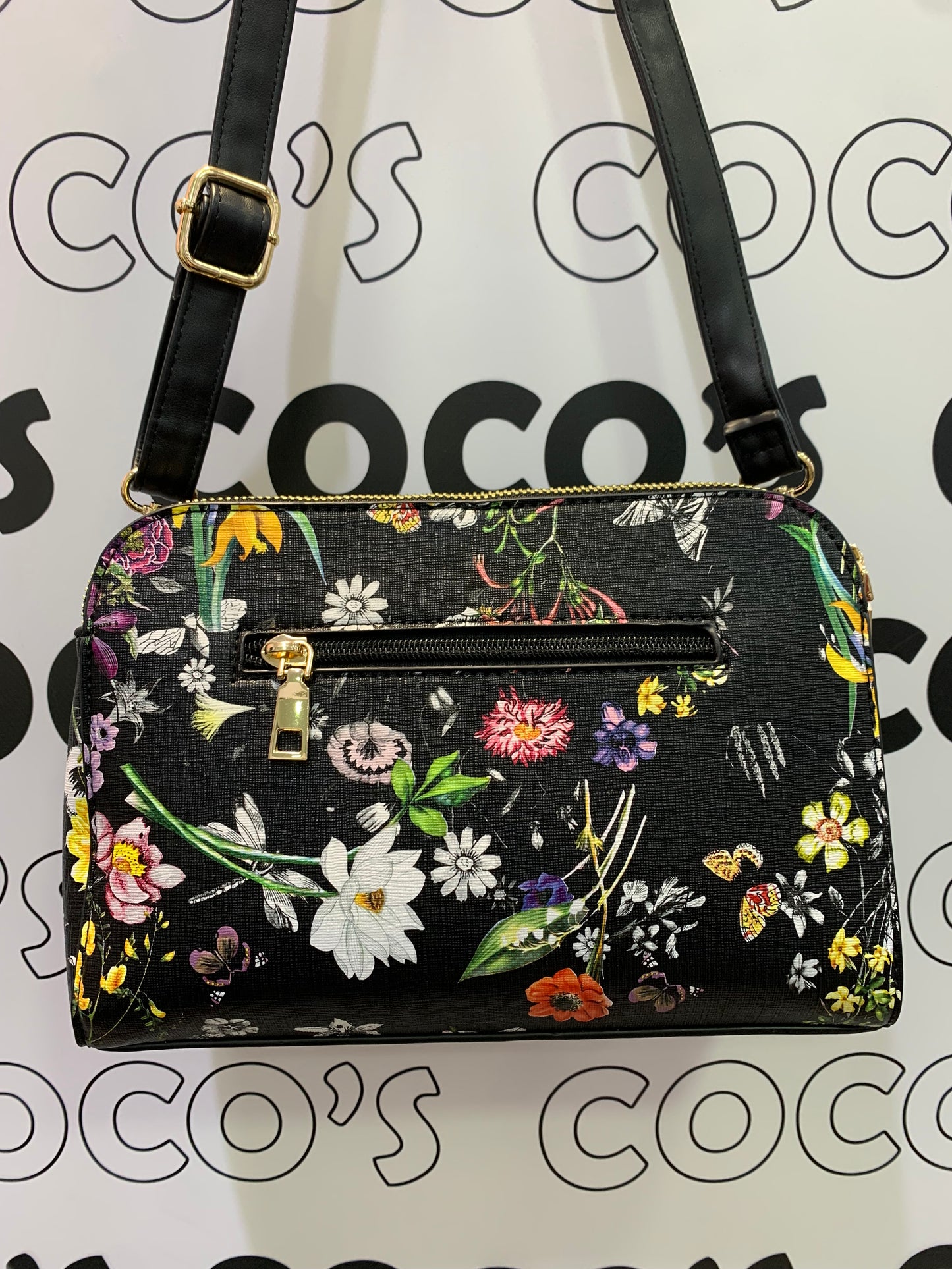 Bolso Negro Flores De Colores