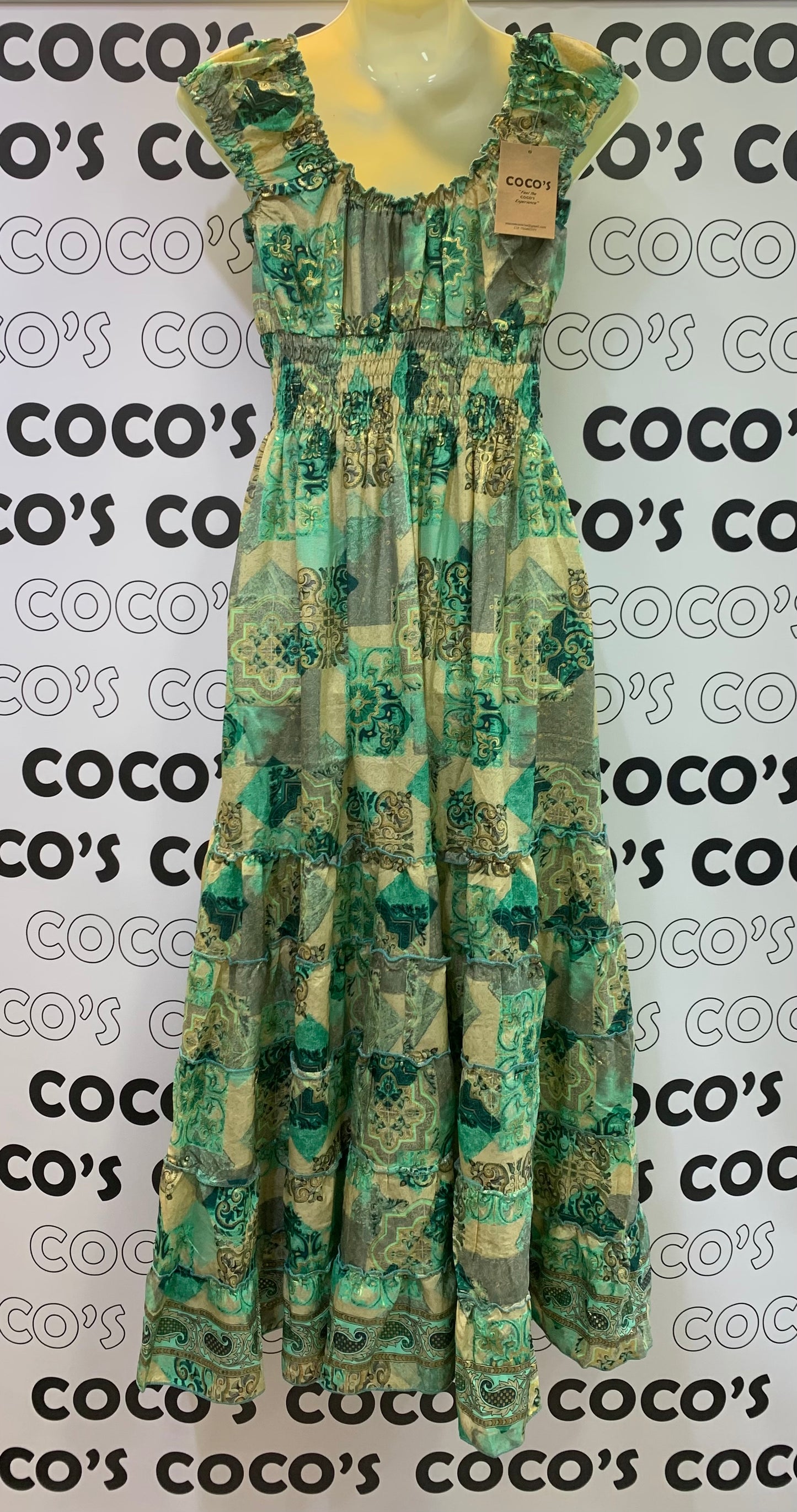Vestido 1023K Verde Beige Cachemira