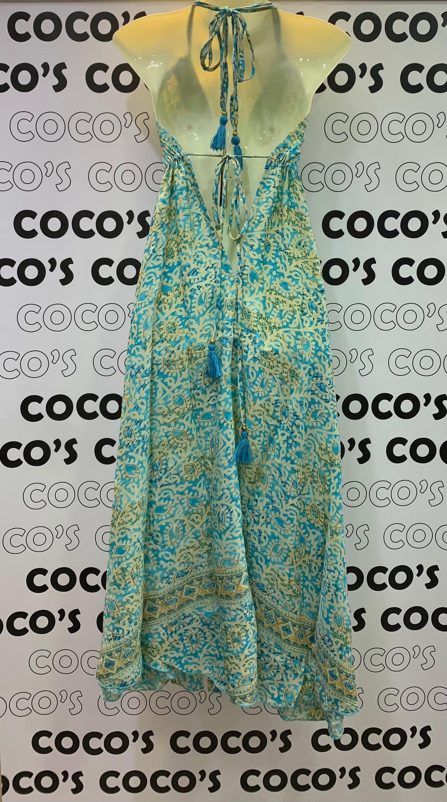 Vestido Espejos Turquesa y Amarillo