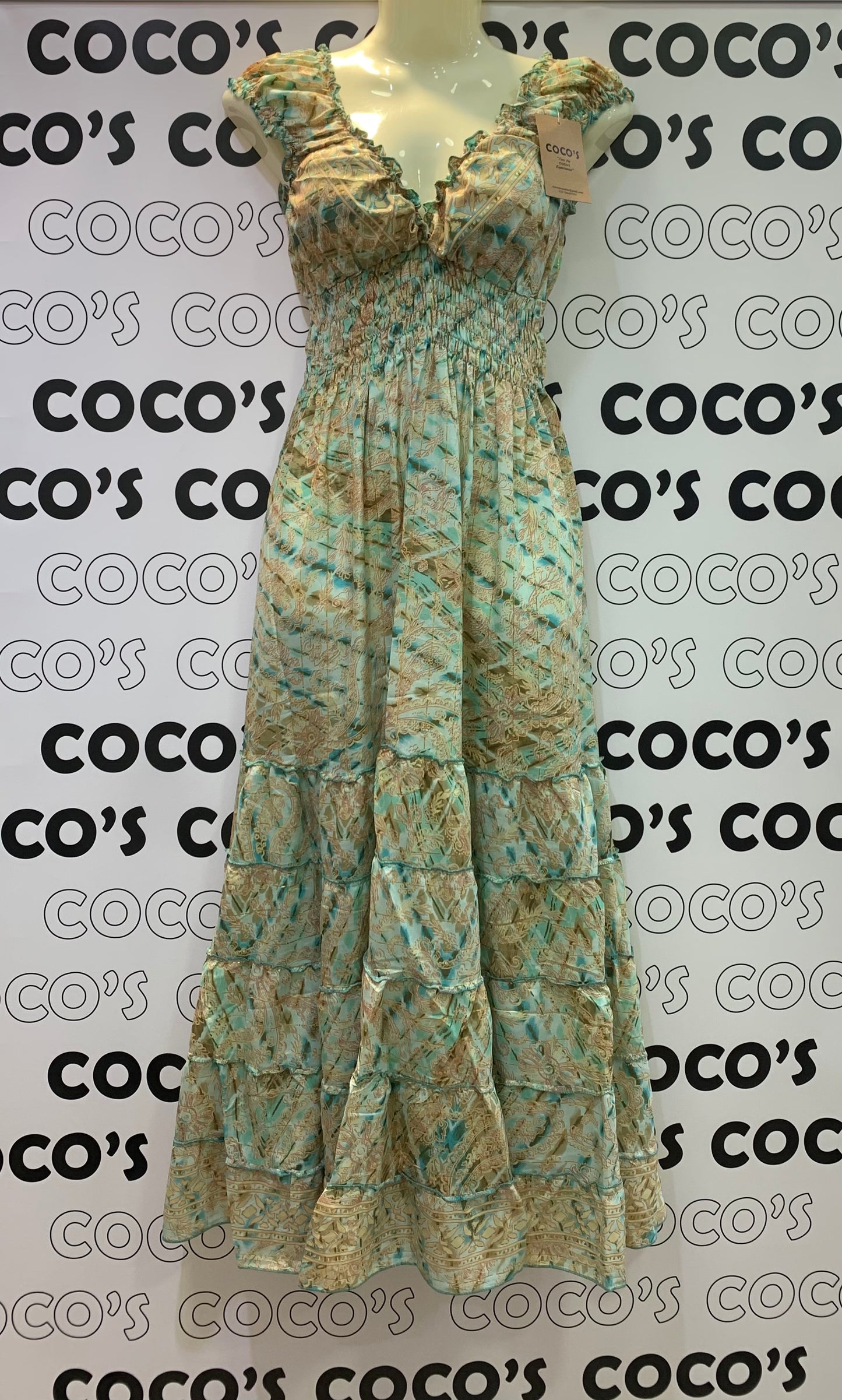 Vestido 1023K Azul Verdoso Cachemira