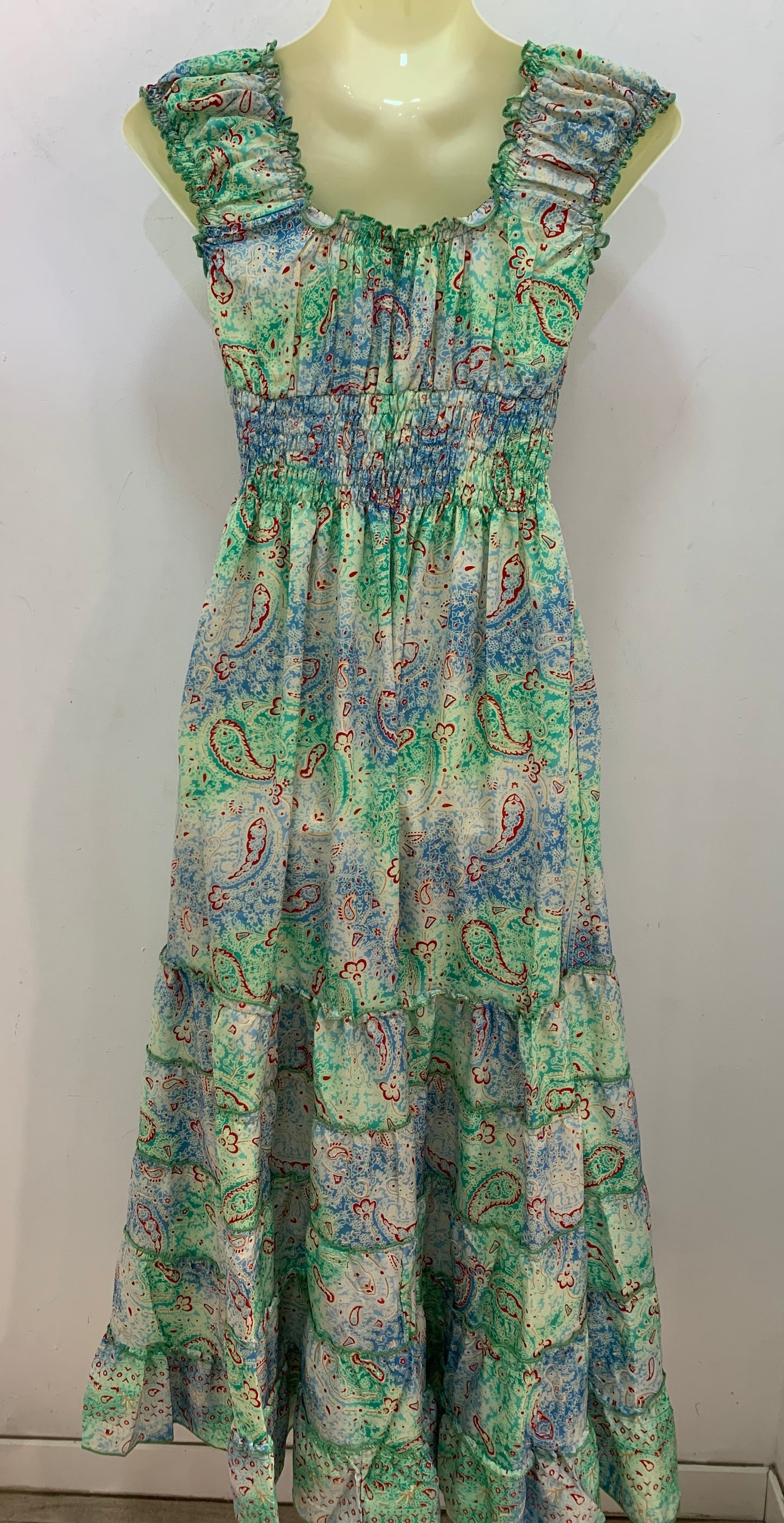 Vestido 1023K Verde, Azul, Rojo
