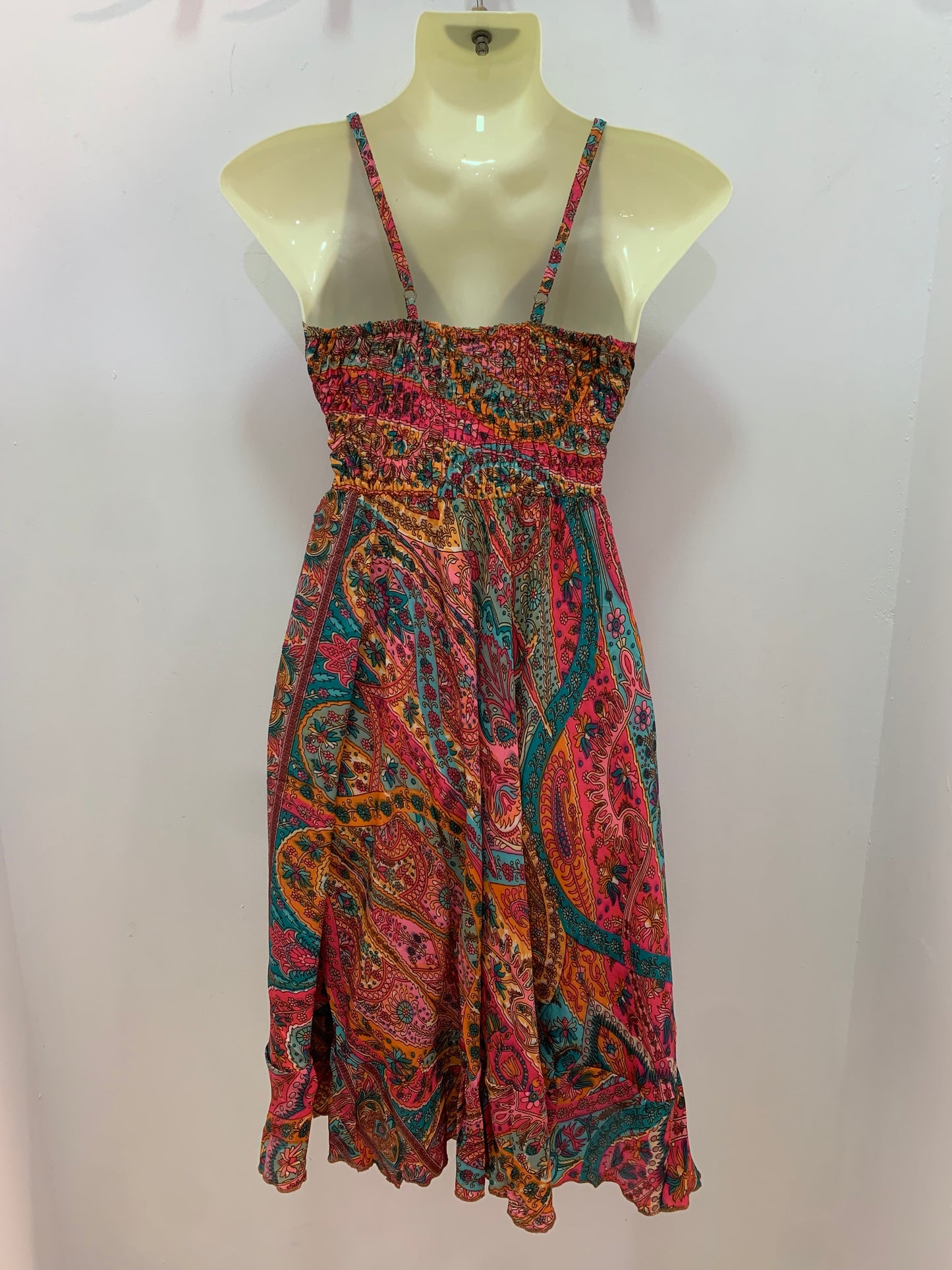 Vestido 220K Verdoso Naranja Rosa Flúor