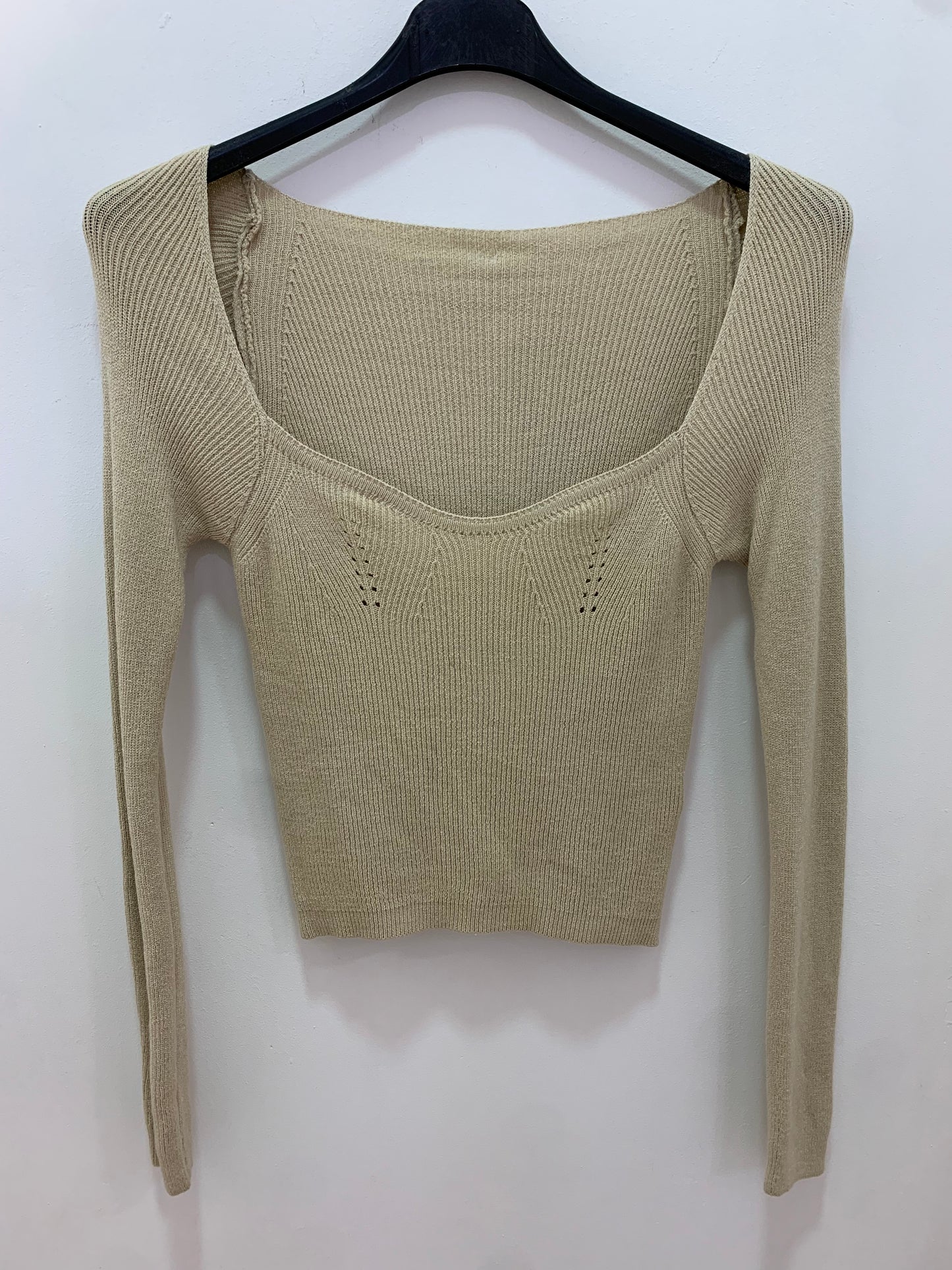 Top Manga Larga Punto Beige