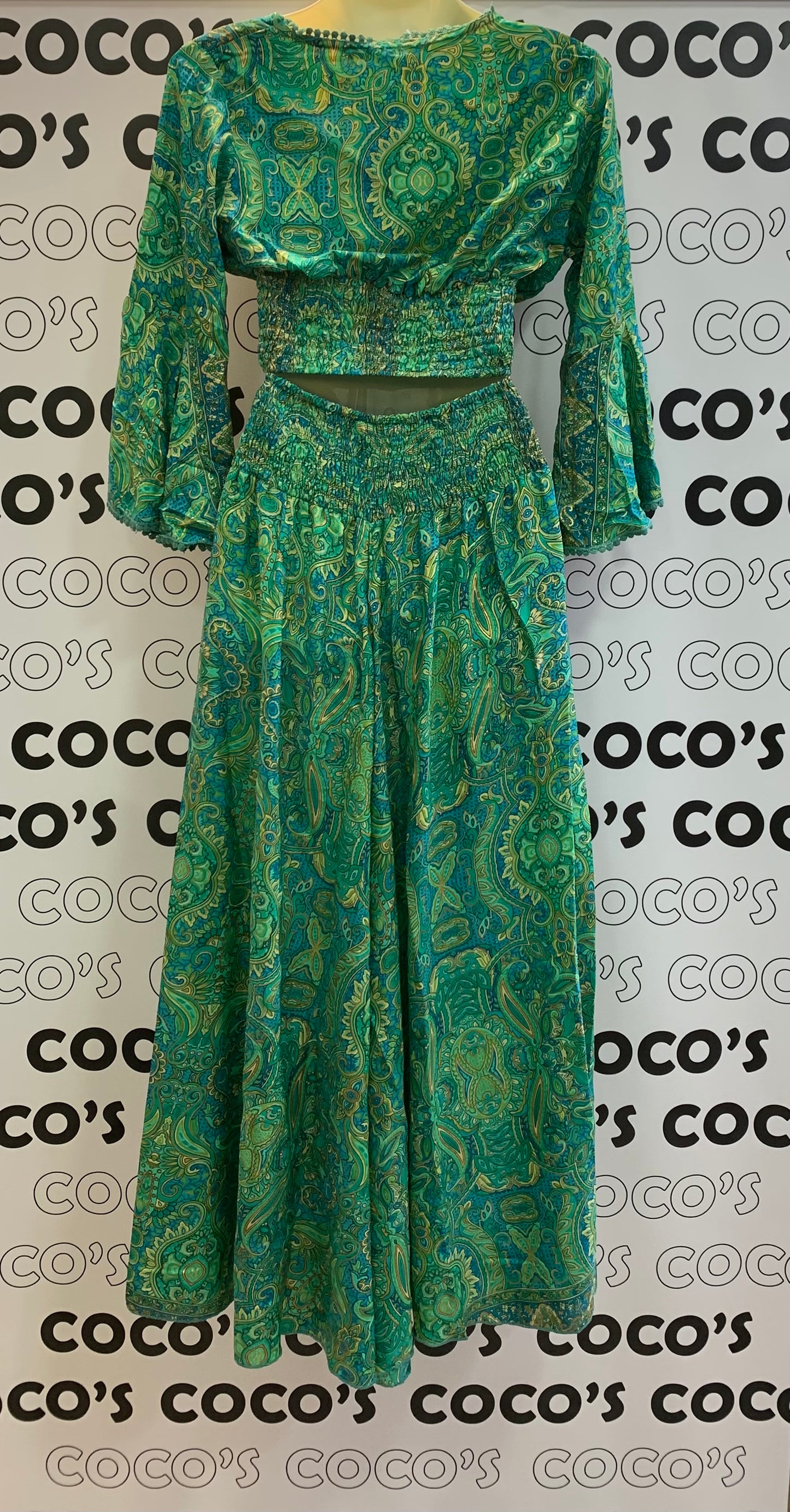 Conjunto Largo 1030 Pantalón Verde y Turquesa