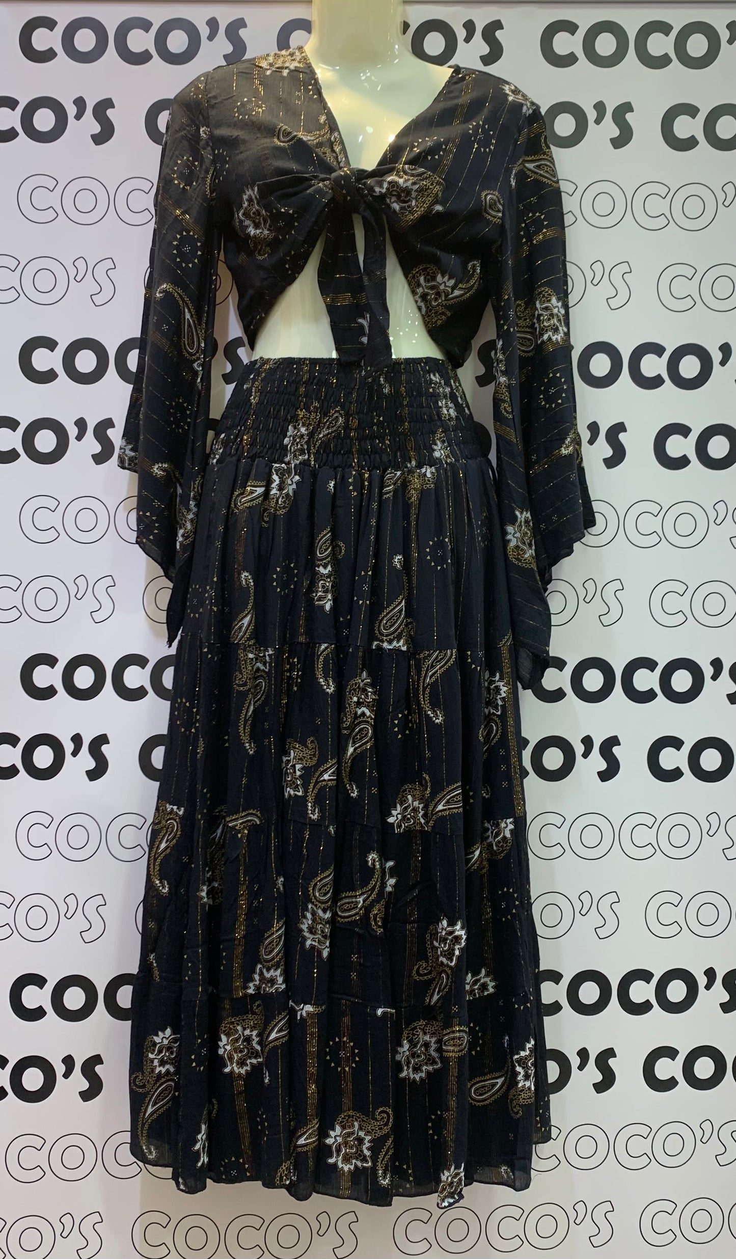 Conjunto Largo 029LU falda y top negro.
