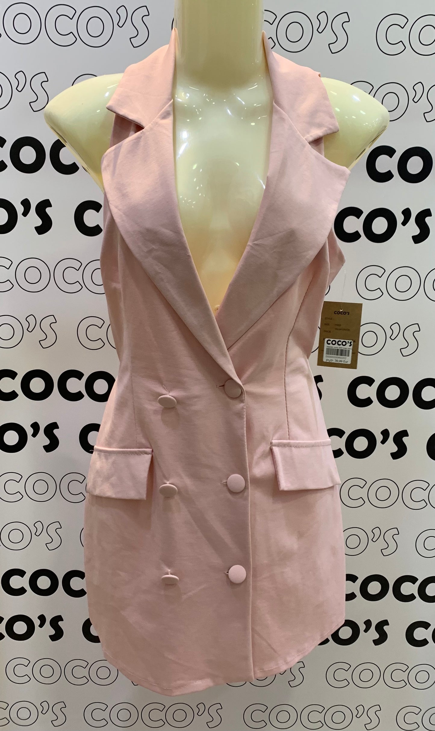 Vestido Con Solapa Rosa