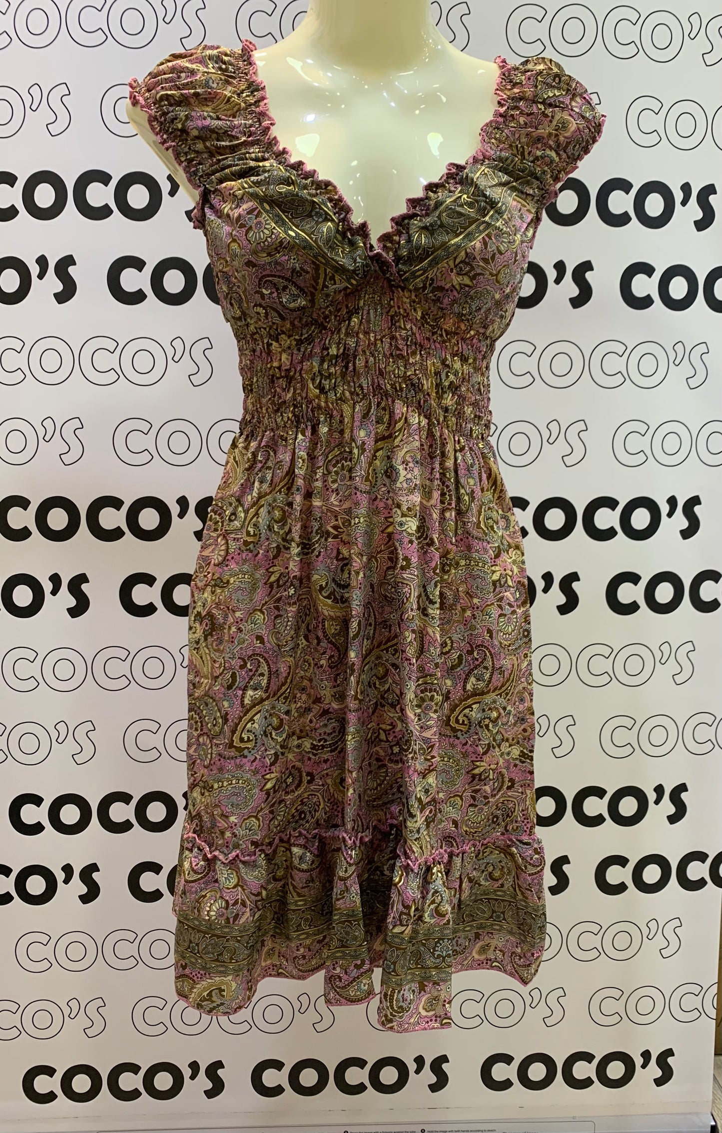 Vestido 1024SK Rosa y Marrón.
