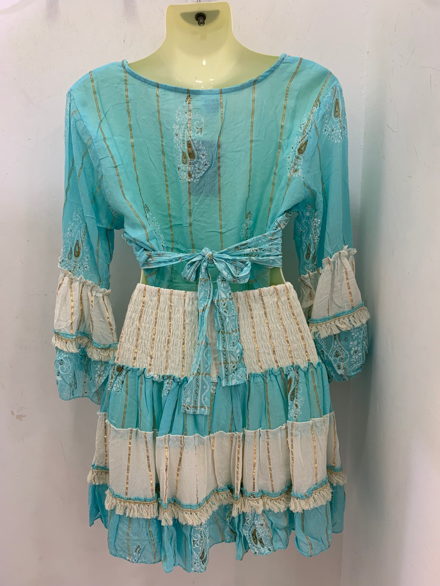 Conjunto Lurex Corto Azul Turquesa