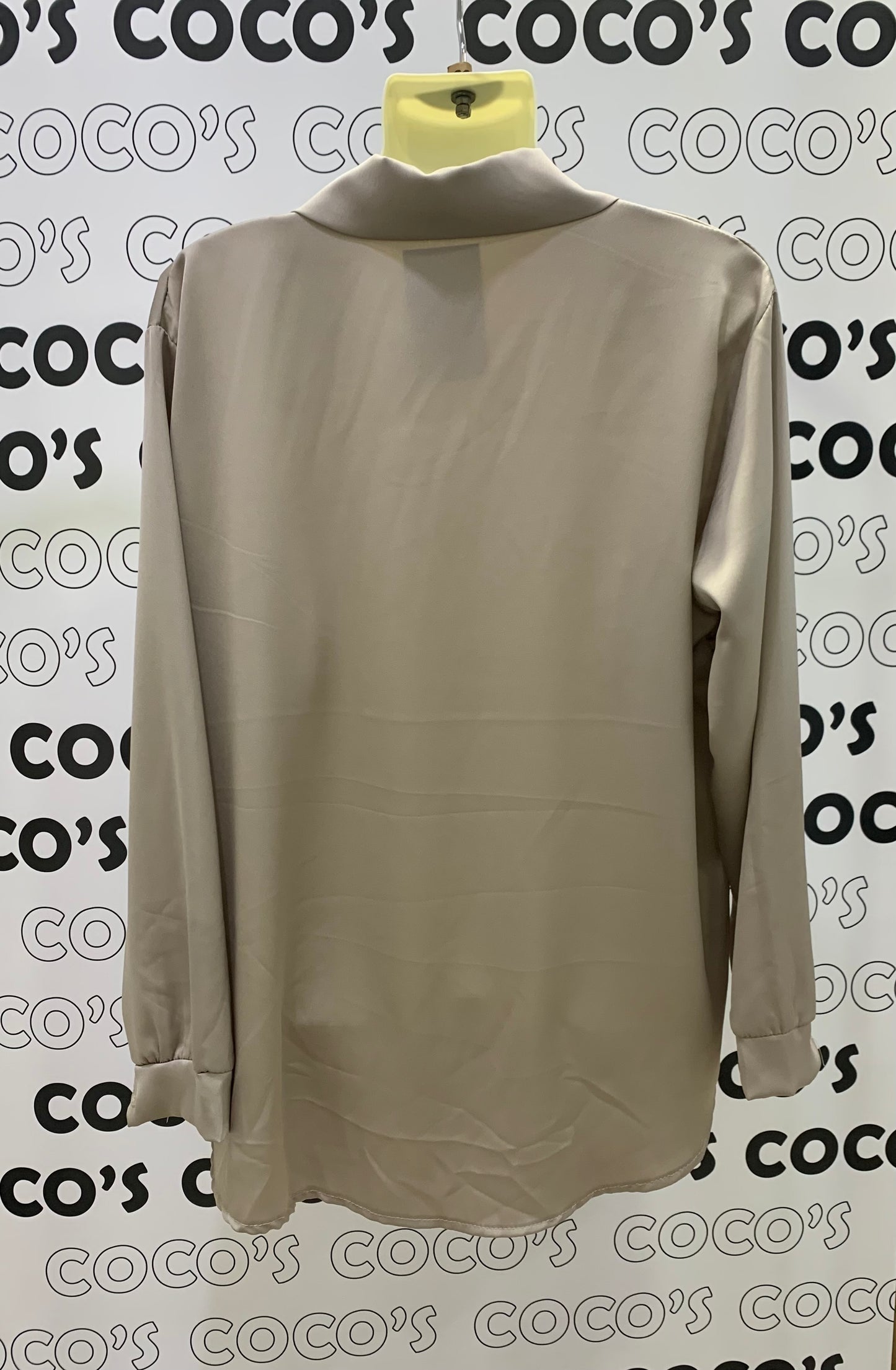 Camisa Botones Beige Satinado Talla Única Grande