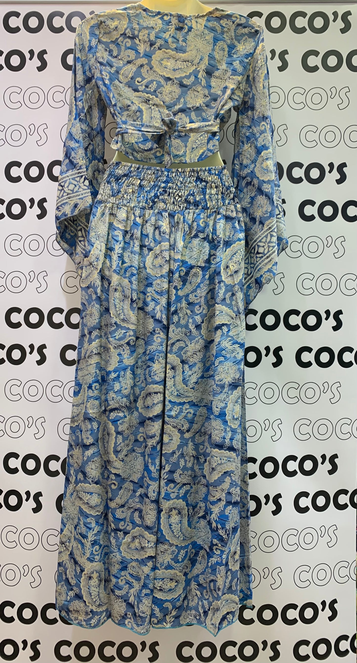 Conjunto 9020 de pantalón largo con top azul celeste