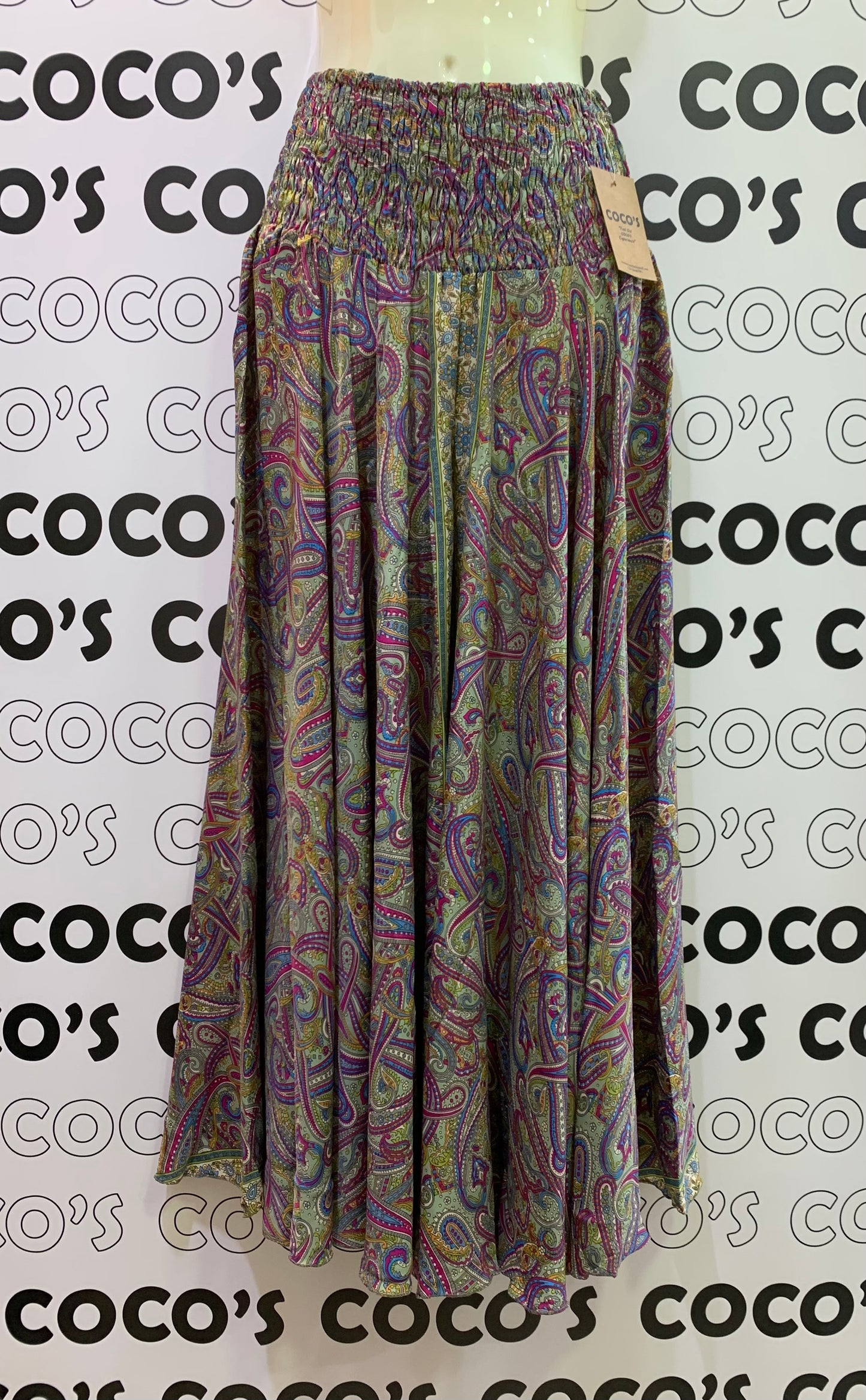 Pantalón Ancho largo verde/lila.