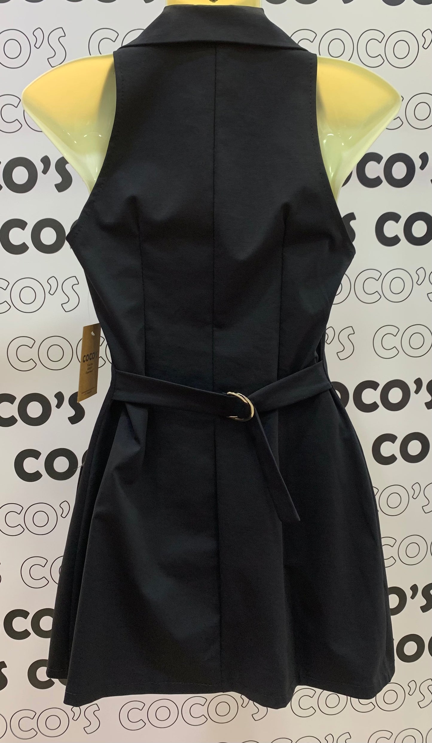 Vestido Con Solapa Negro