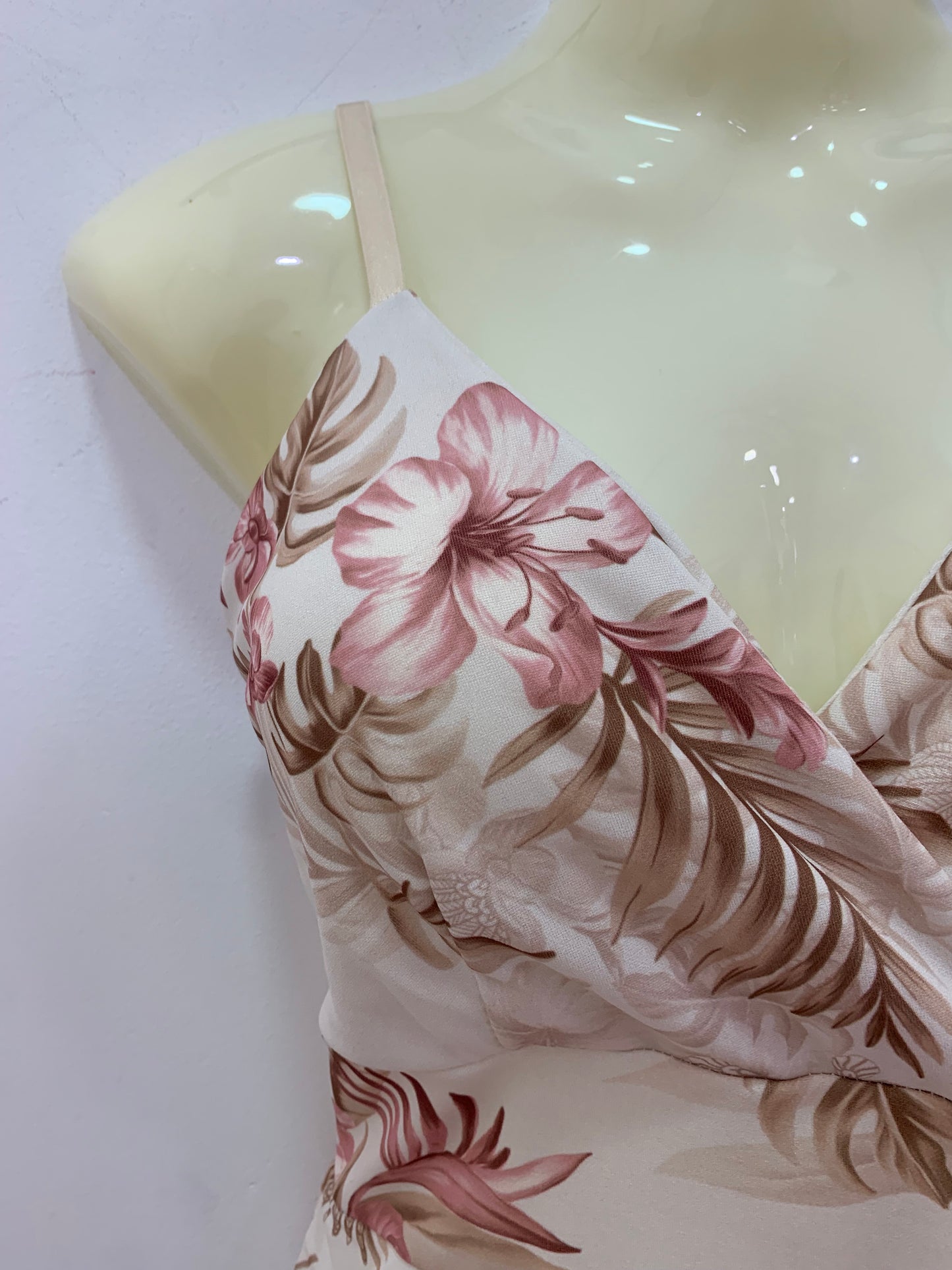 Vestido Flores Beige y Rosa