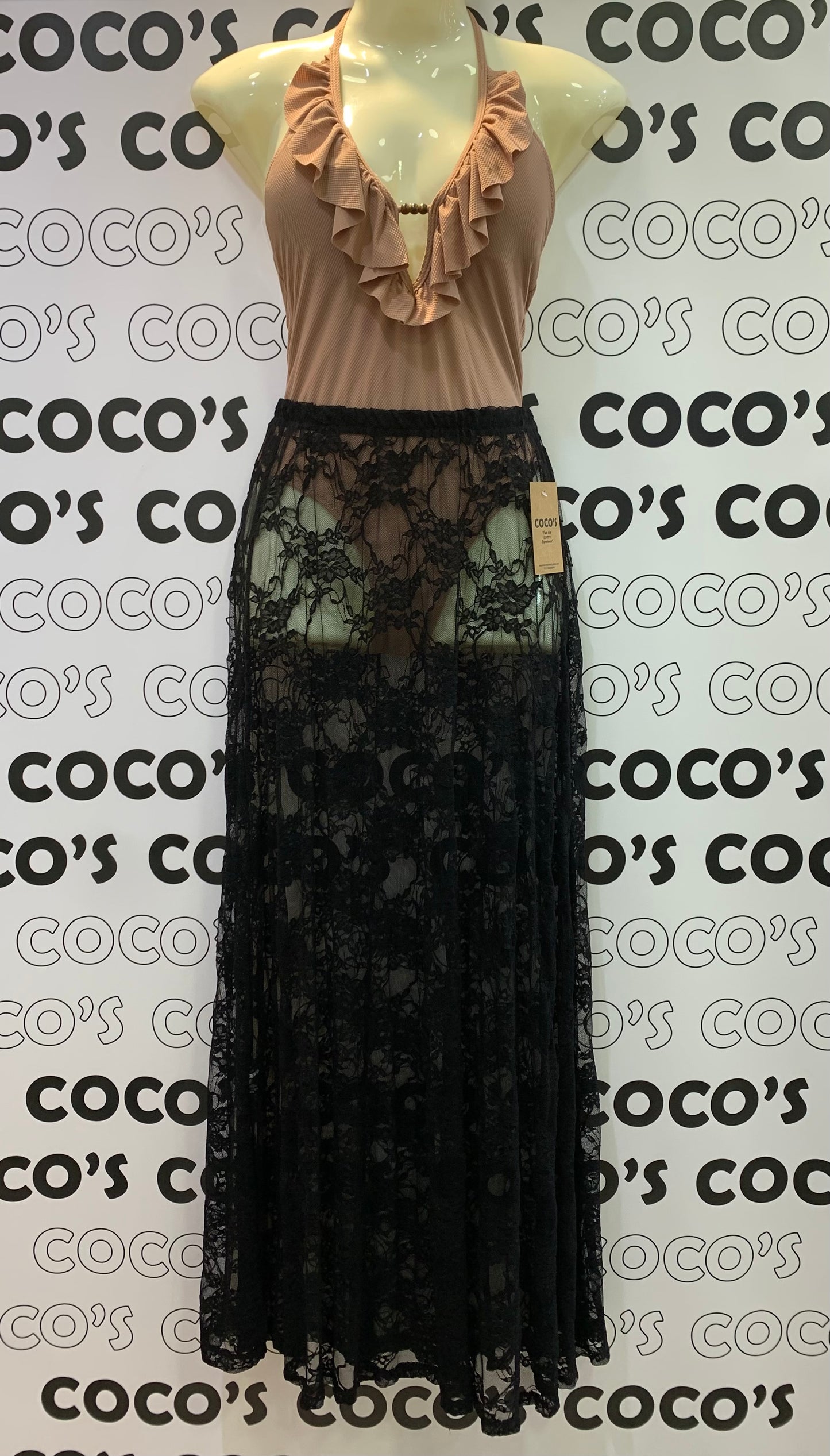 Falda Larga Encaje Negro