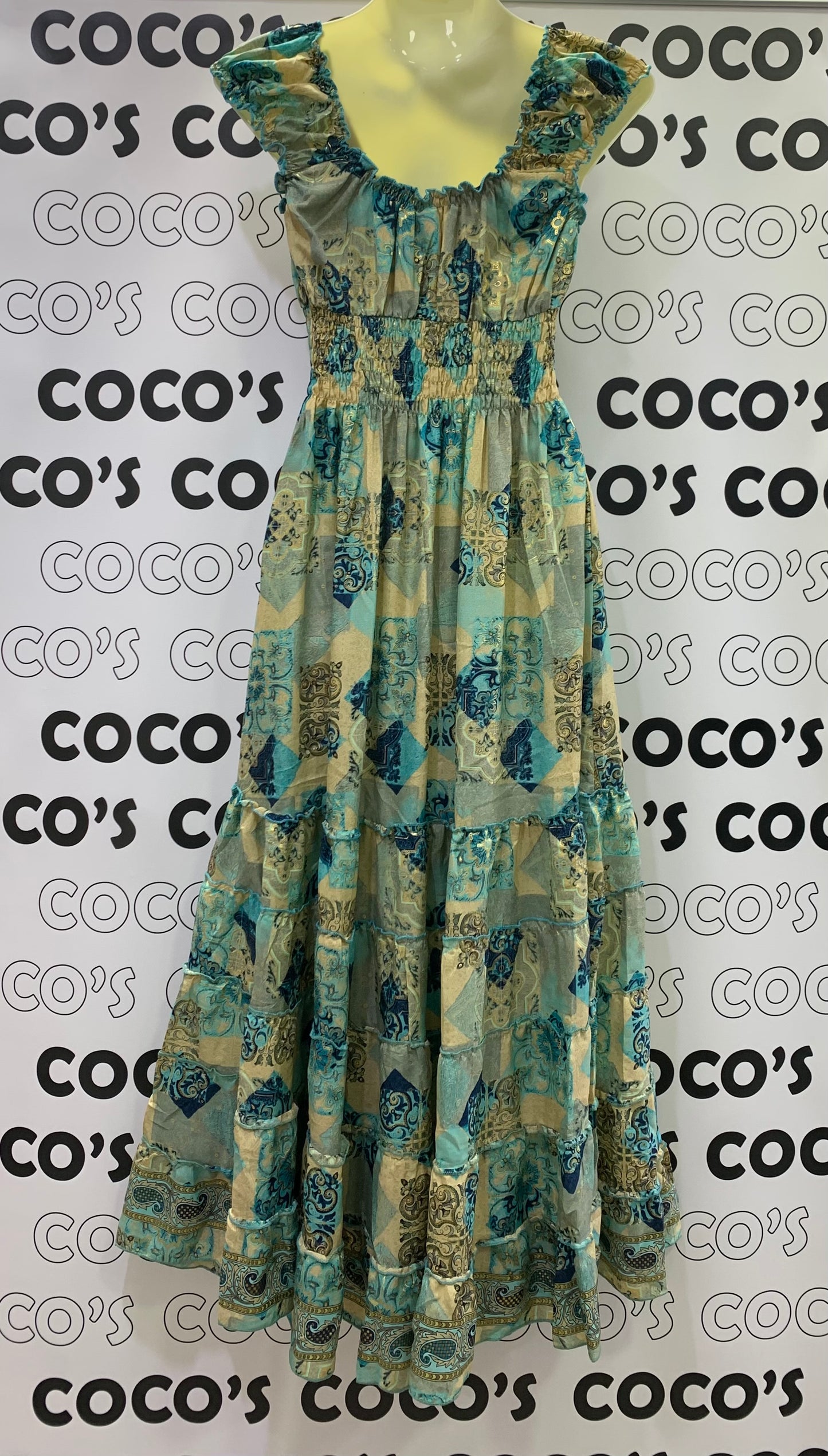 Vestido 1023K Azul Beige Cachemira