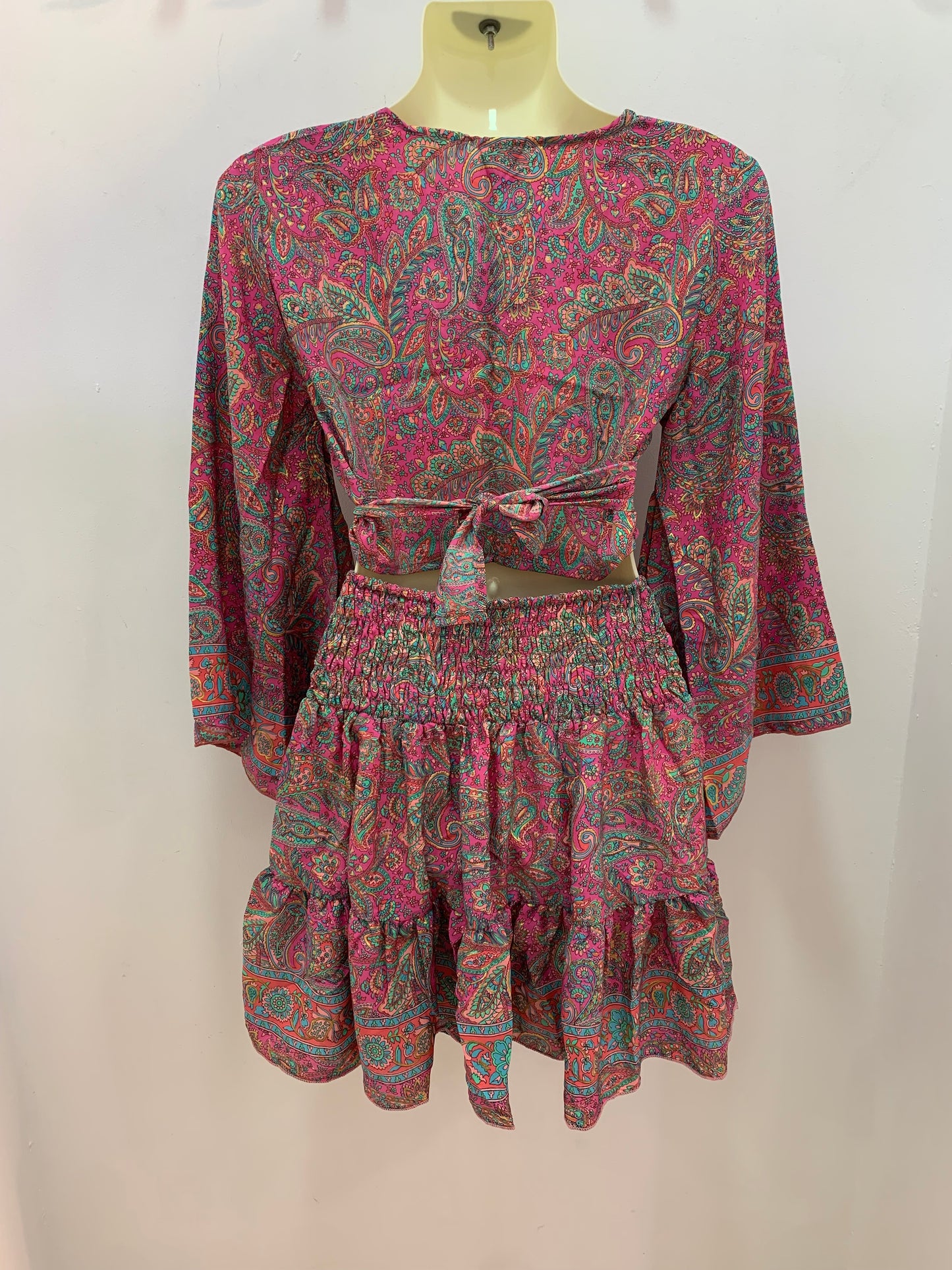 Conjunto Corto 026 Falda y Top Rosa Cachemira