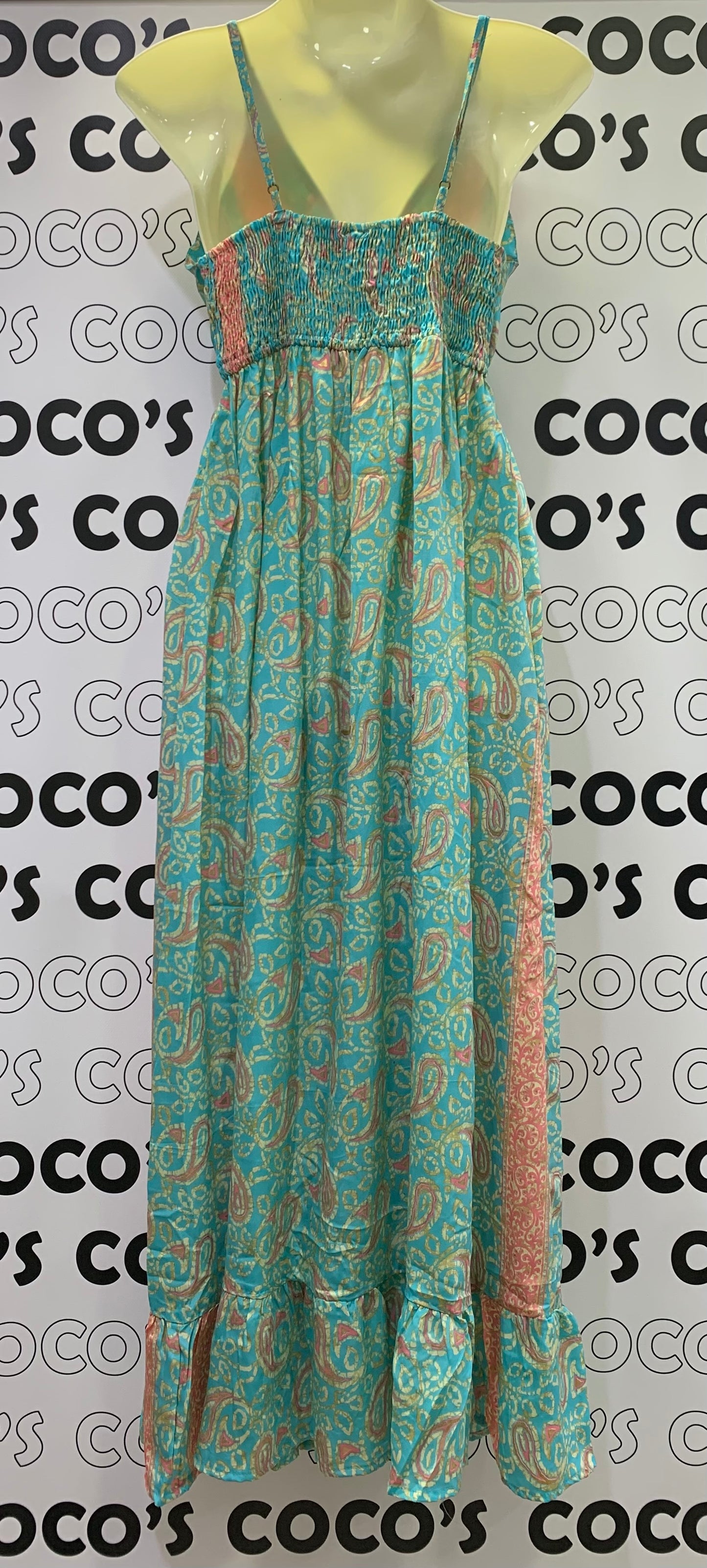 Vestido ZOYA Turquesa y Rosa