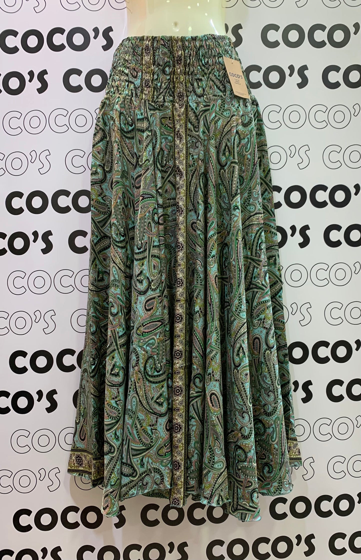 Pantalón Ancho Largo Turquesa y Verde