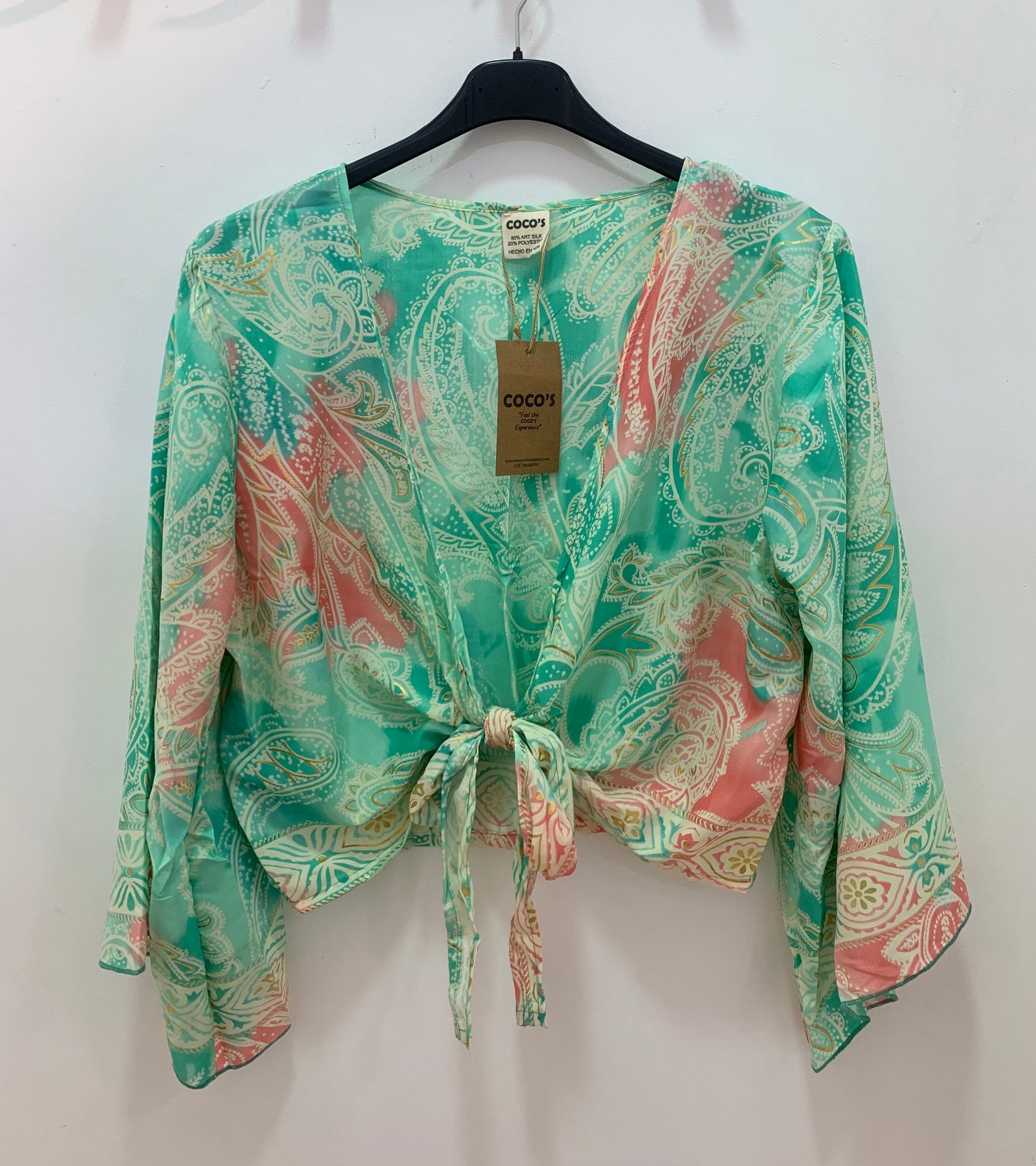 Top Noor Verde Claro y Rosa
