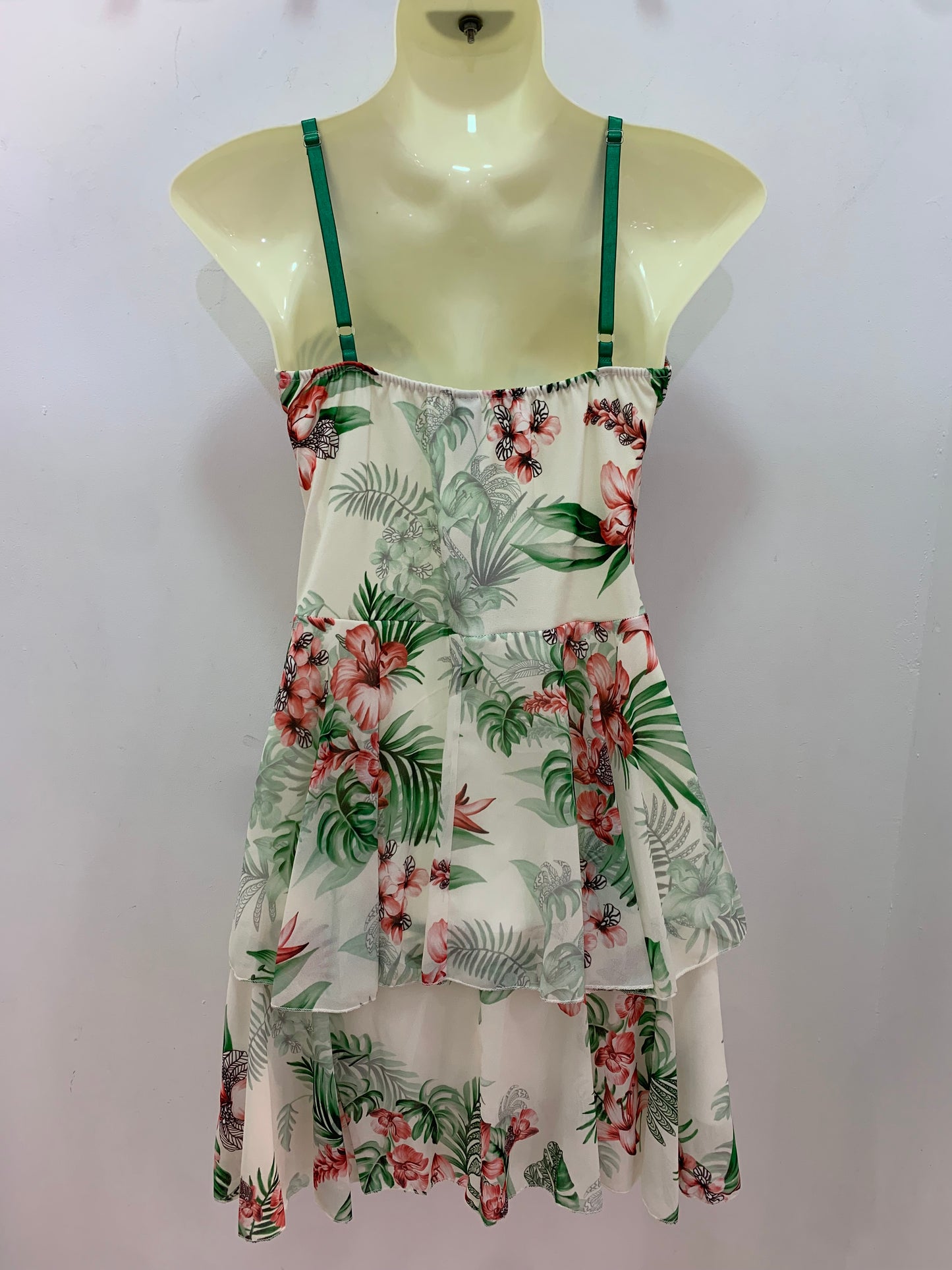 Vestido Flores Verde Rojo