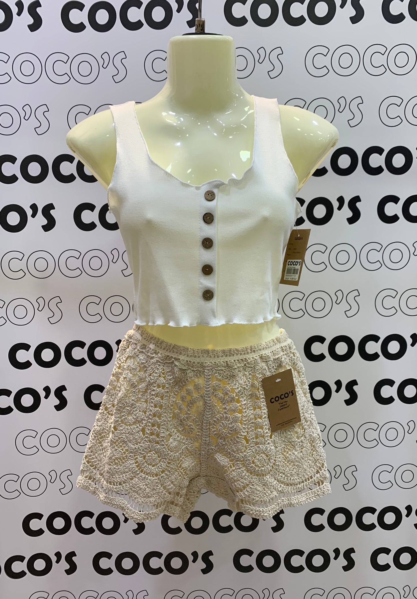 Top Cropped Canalé Blanco Botones