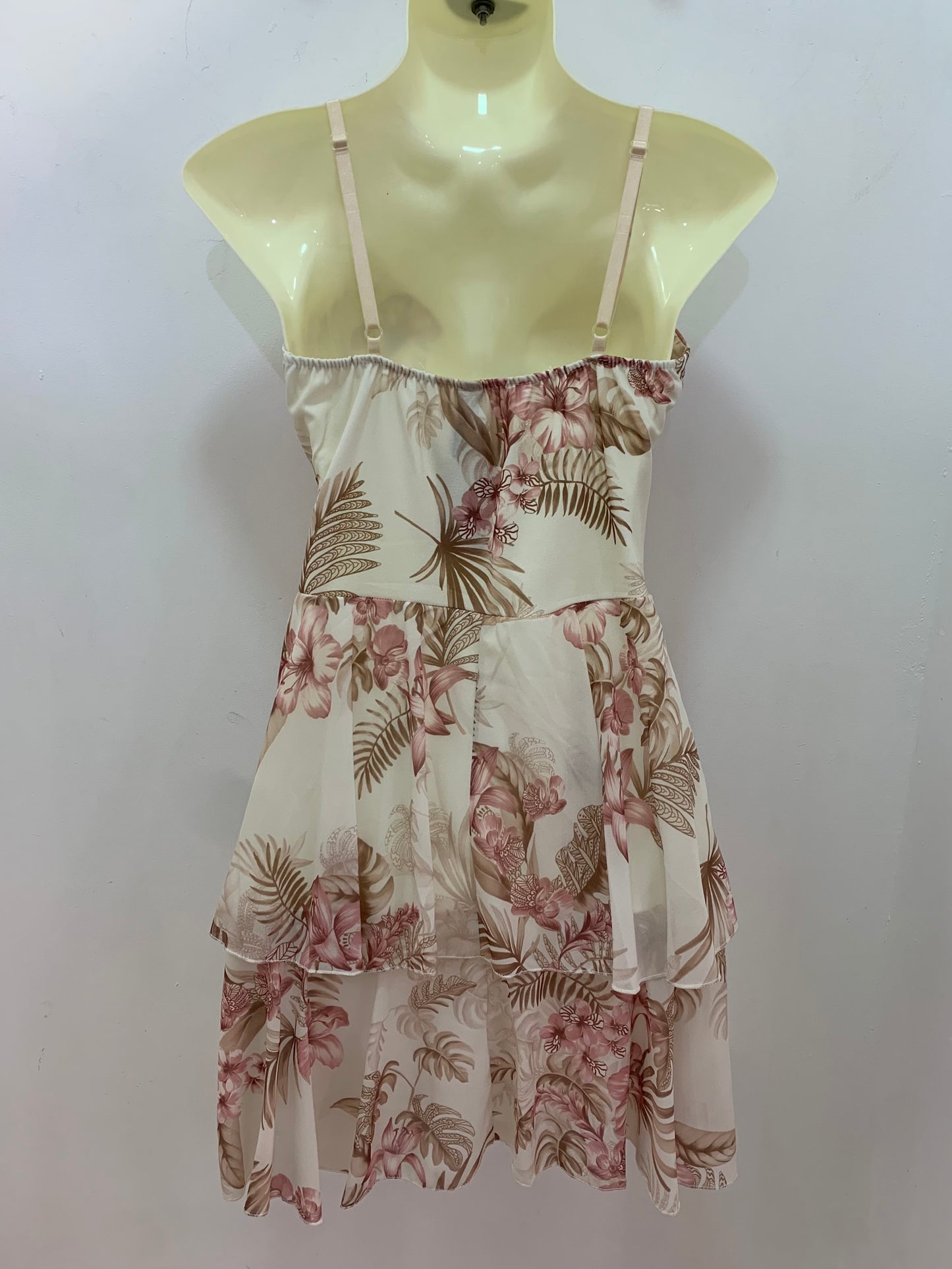 Vestido Flores Beige y Rosa