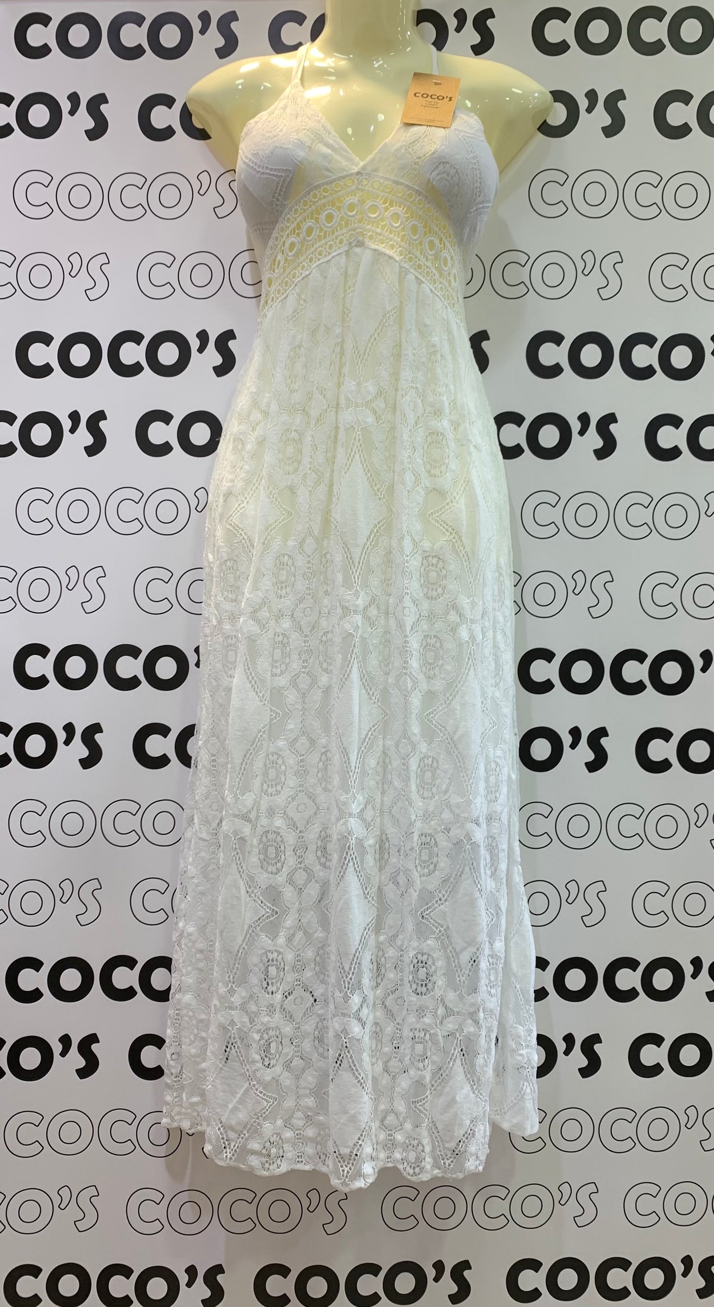 Vestido Largo Blanco Detalle Espalda