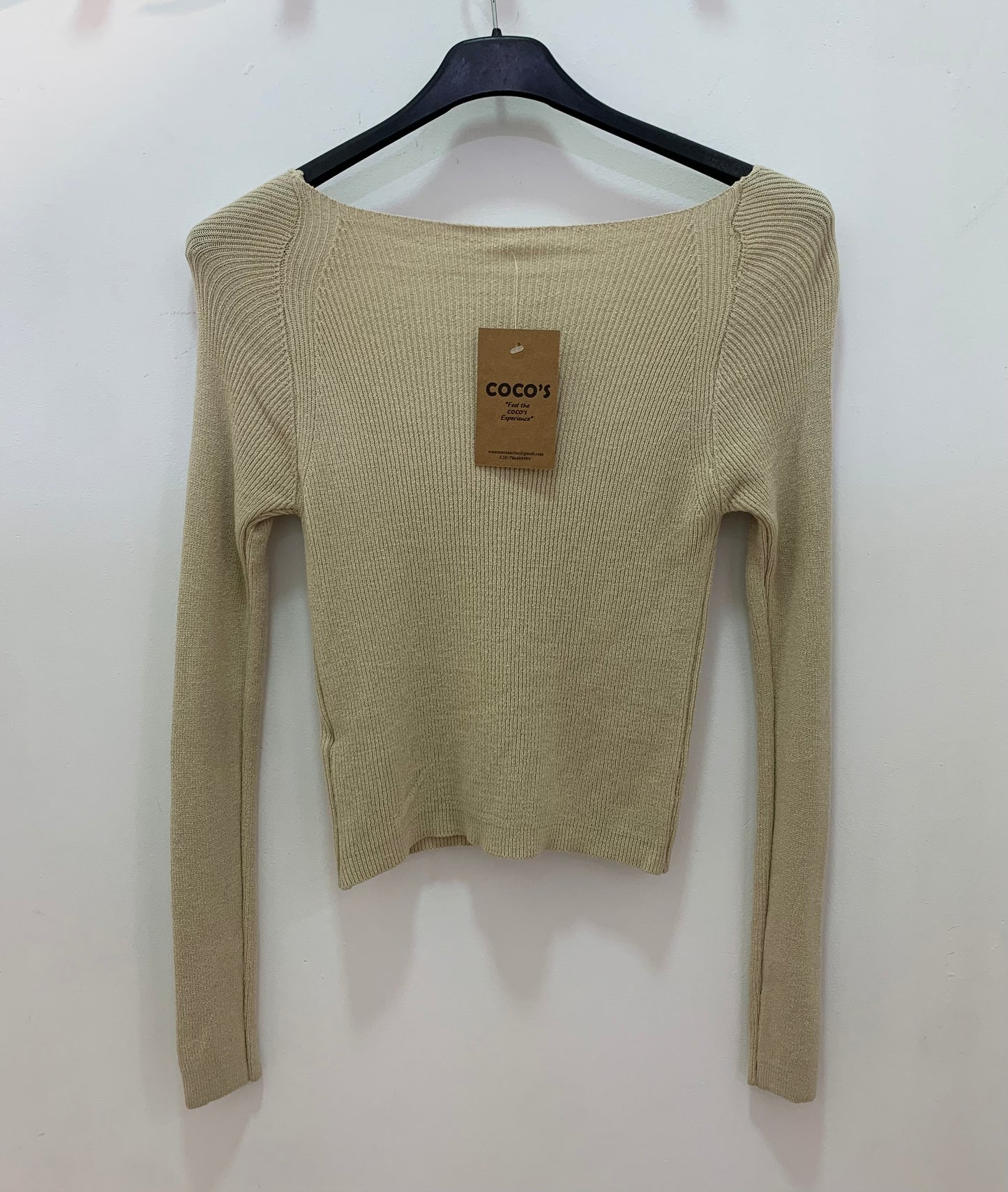 Top Manga Larga Punto Beige