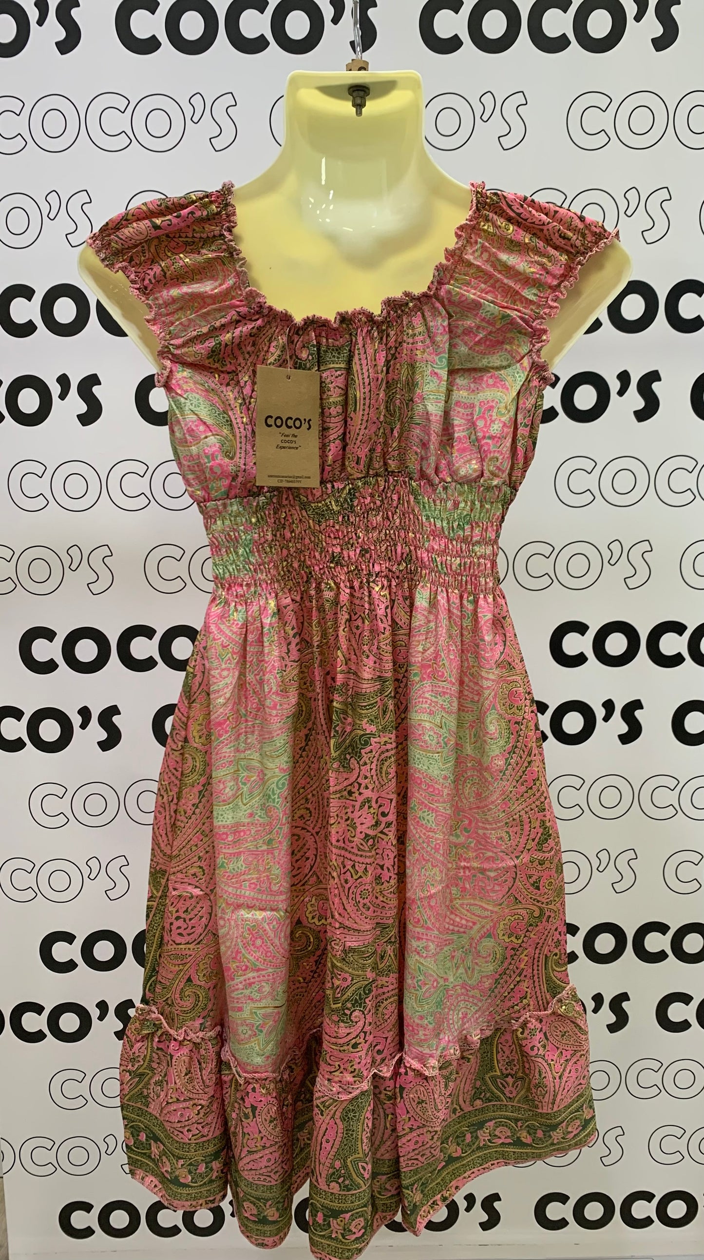 Vestido 1024SK Verde Oscuro y Rosa