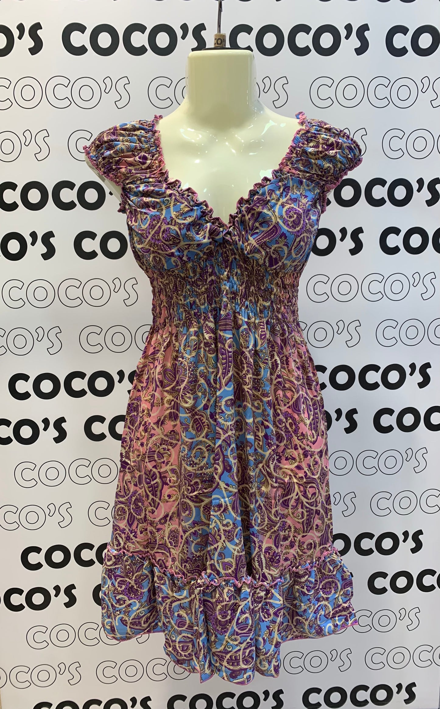 Vestido 1024SK Lila Azul y Rosa