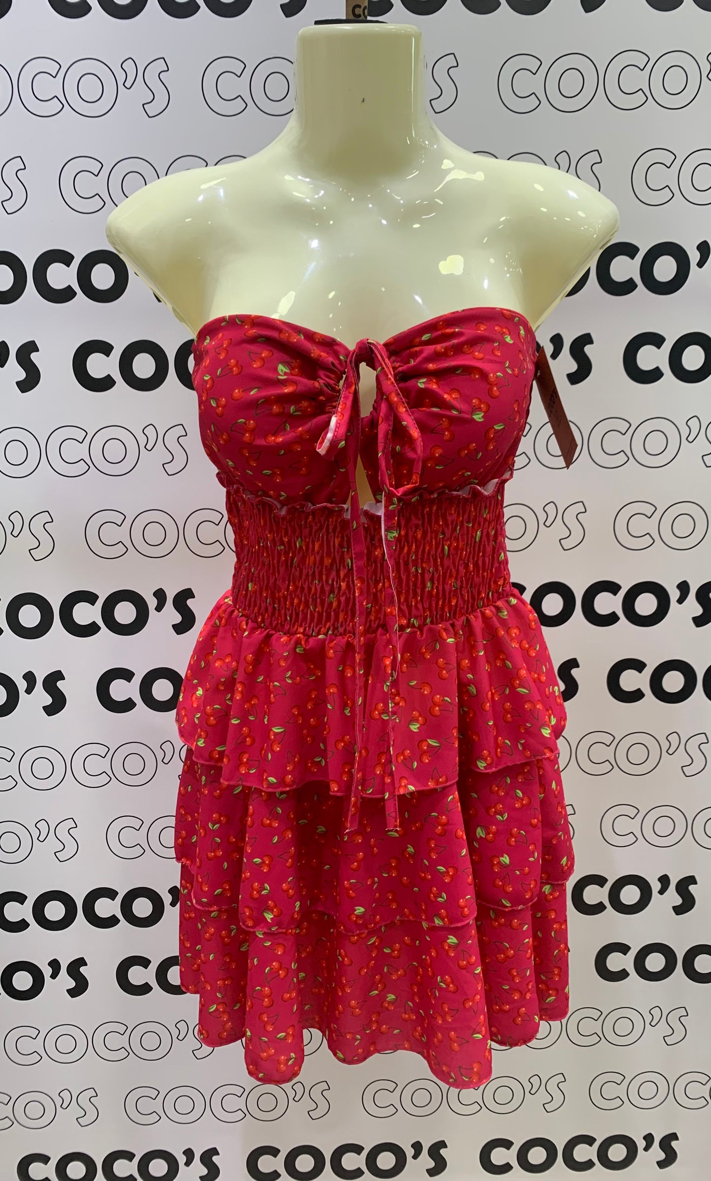 Vestido Palabra de Honor Cherry Fucsia