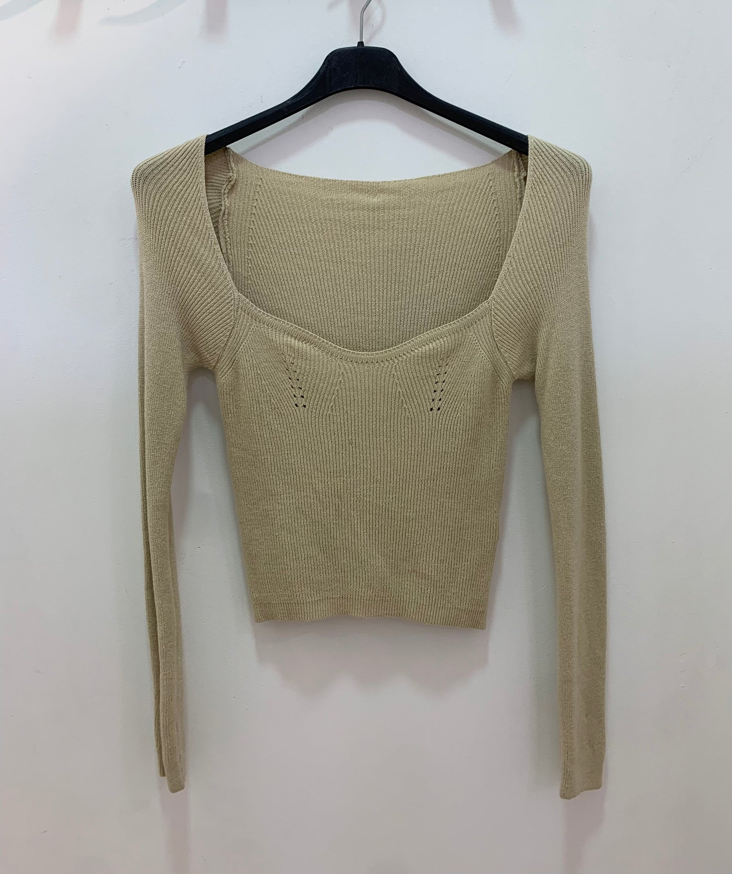 Top Manga Larga Punto Beige