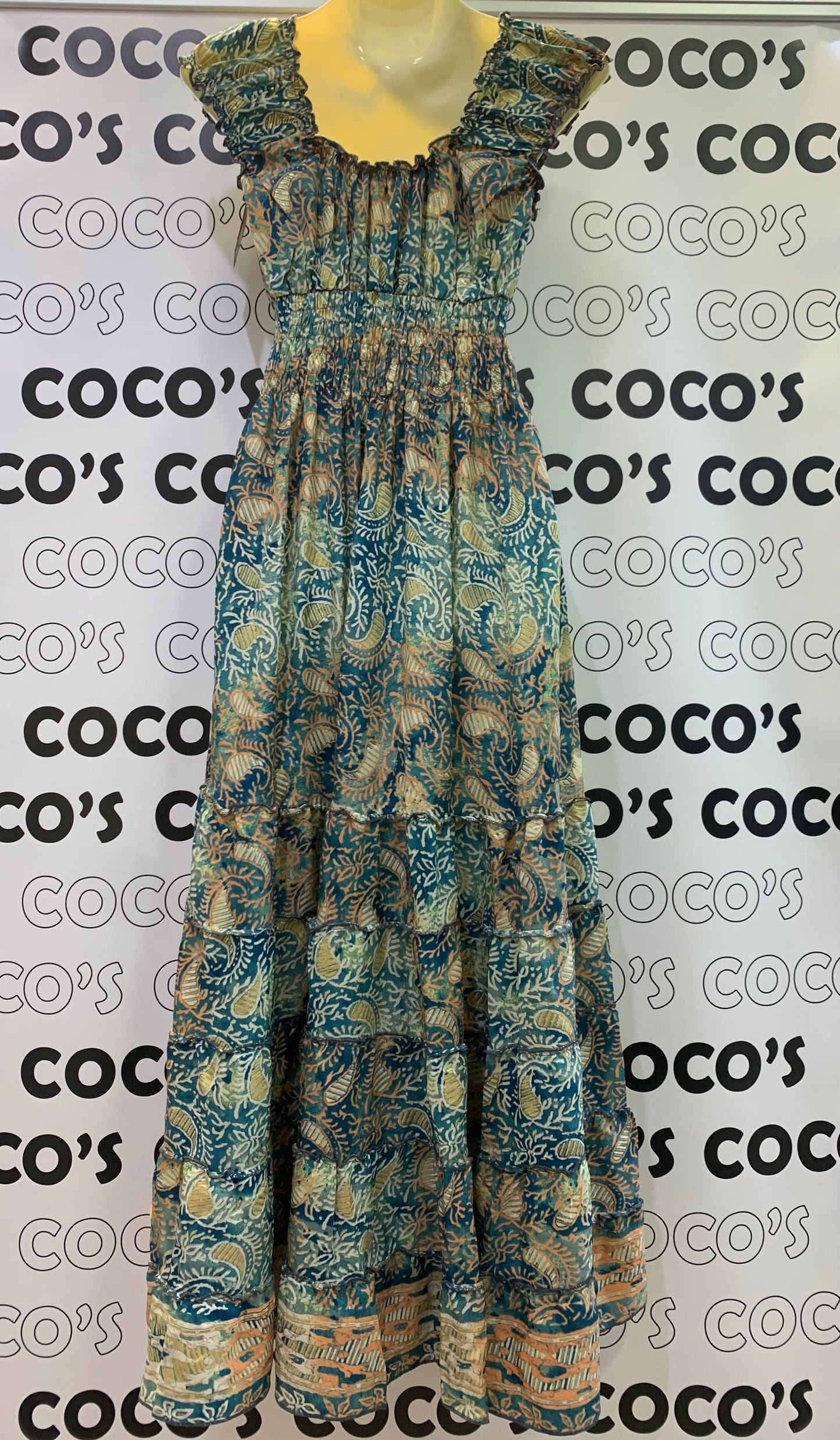Vestido 1023K Azul Verde Cachemira