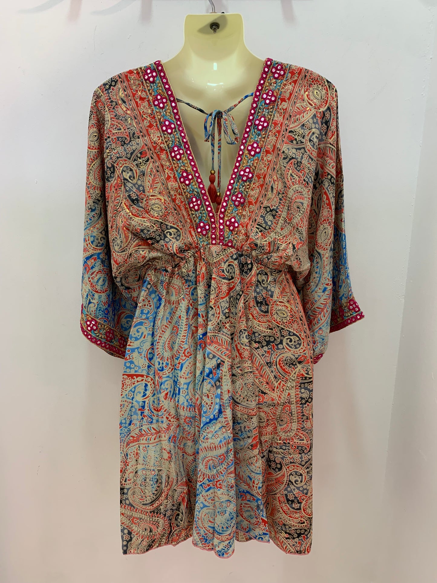 Vestido NAADIA Rojo Gris Azul